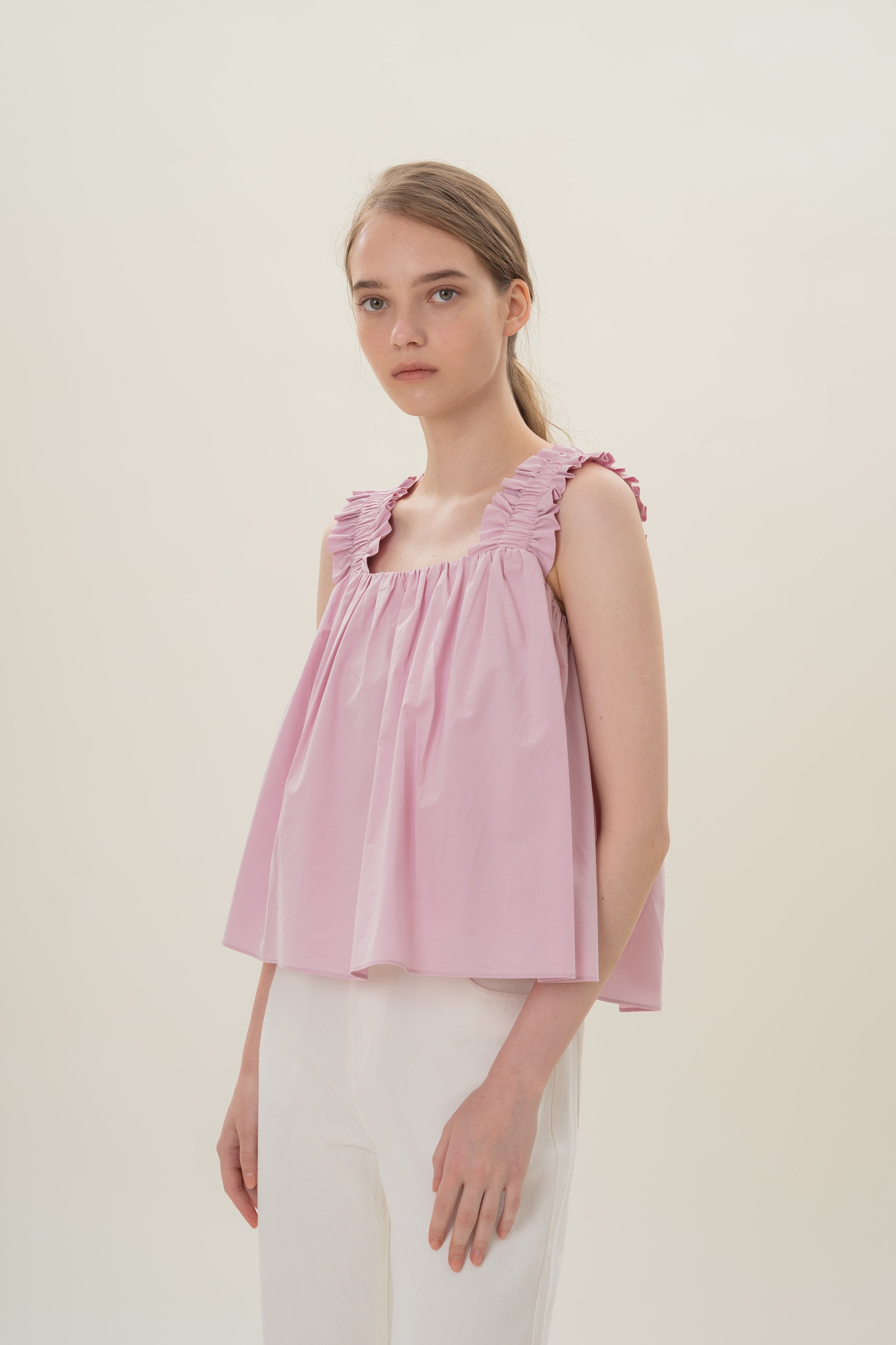 Flared Square Neck Top in Hibiscus