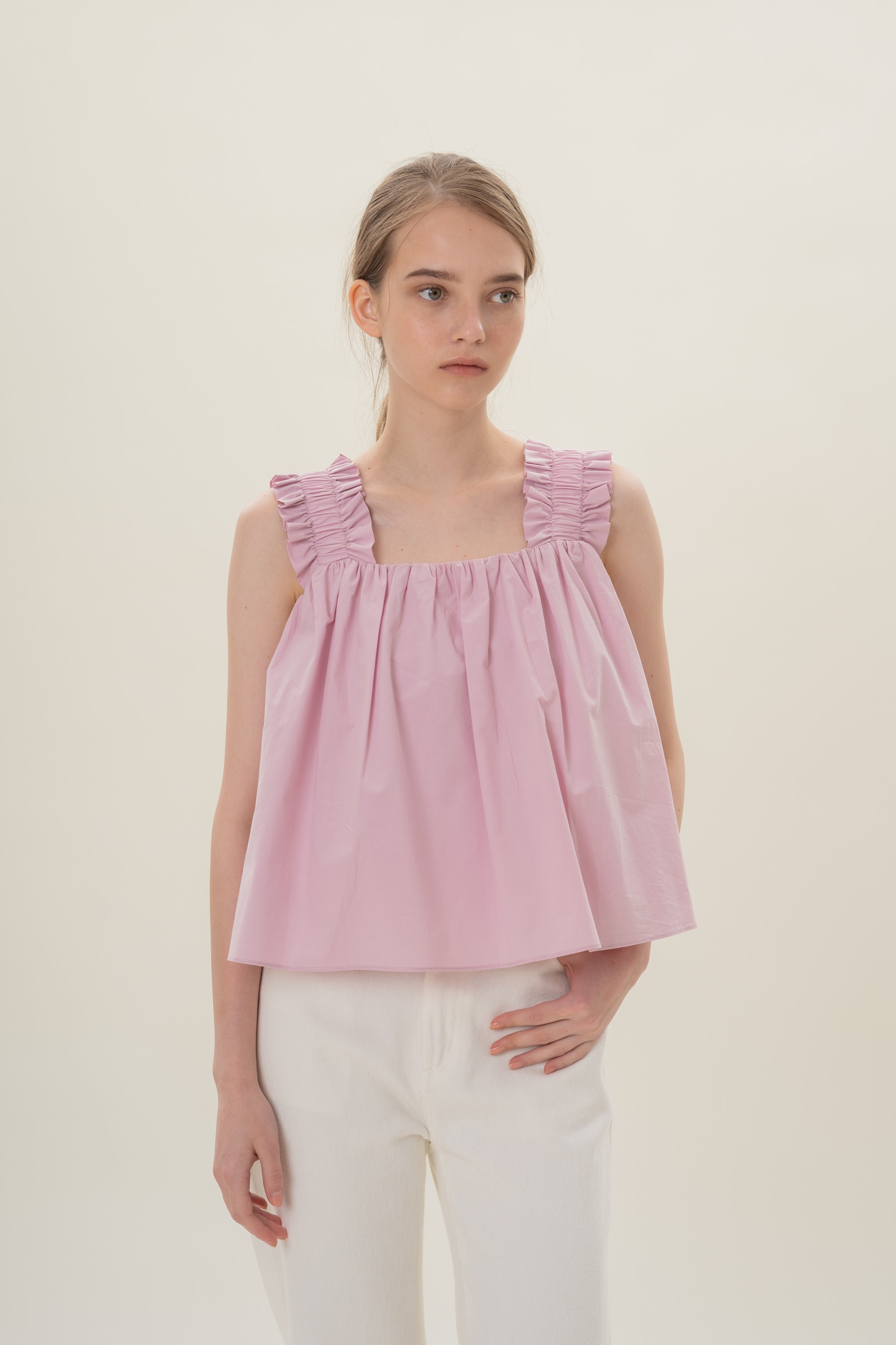 Flared Square Neck Top in Hibiscus