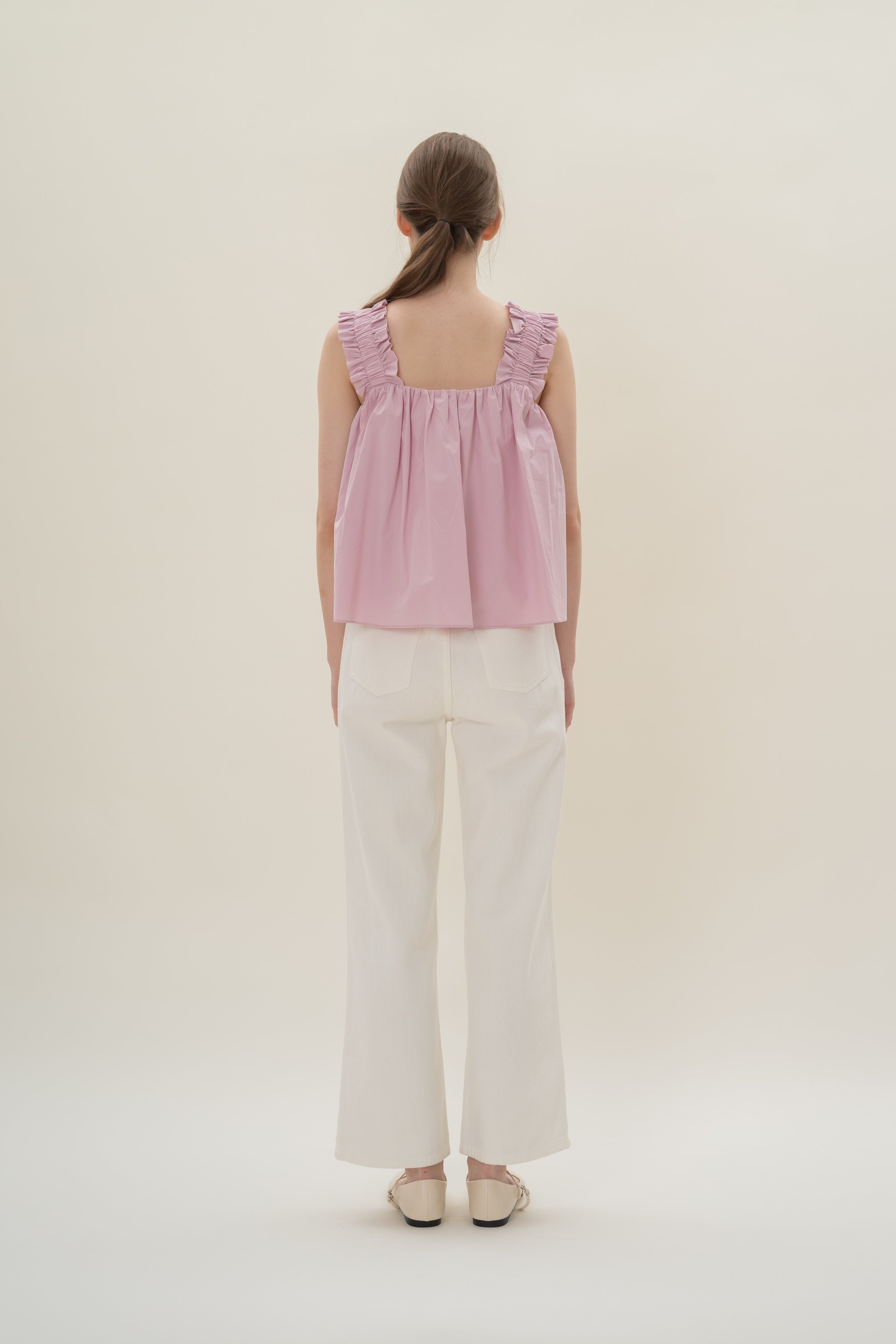 Flared Square Neck Top in Hibiscus