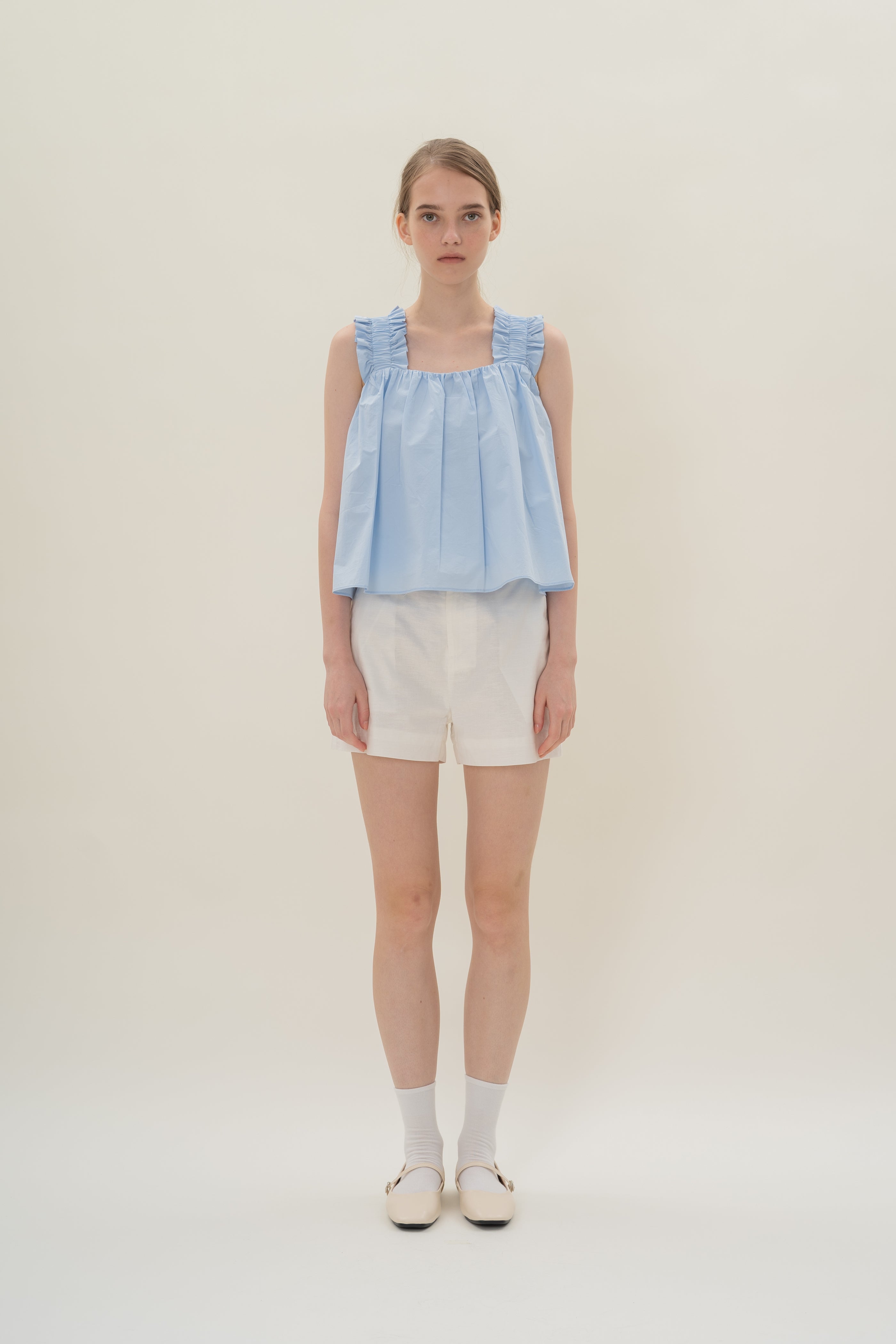 Flared Square Neck Top in Sky