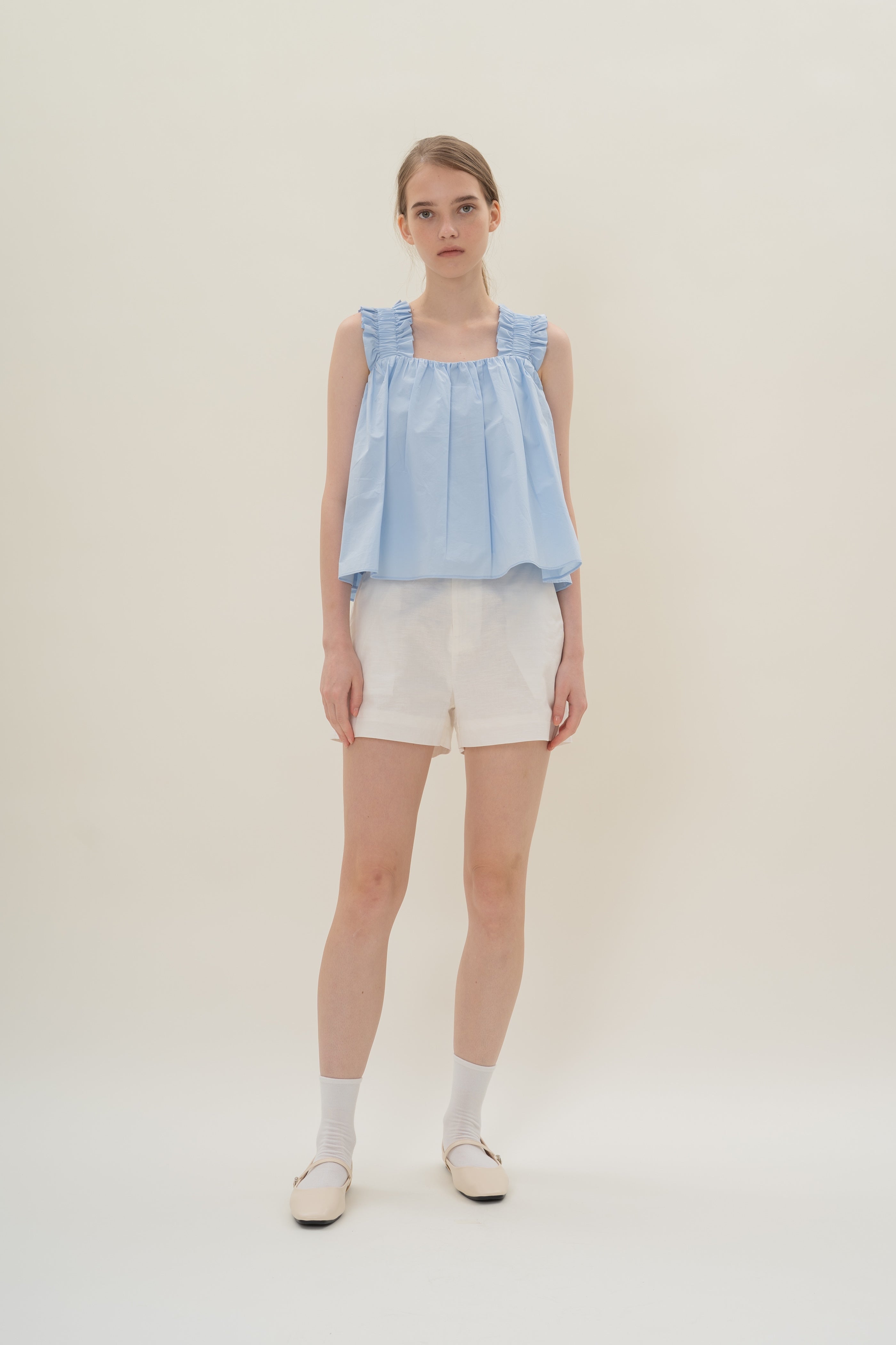 Flared Square Neck Top in Sky