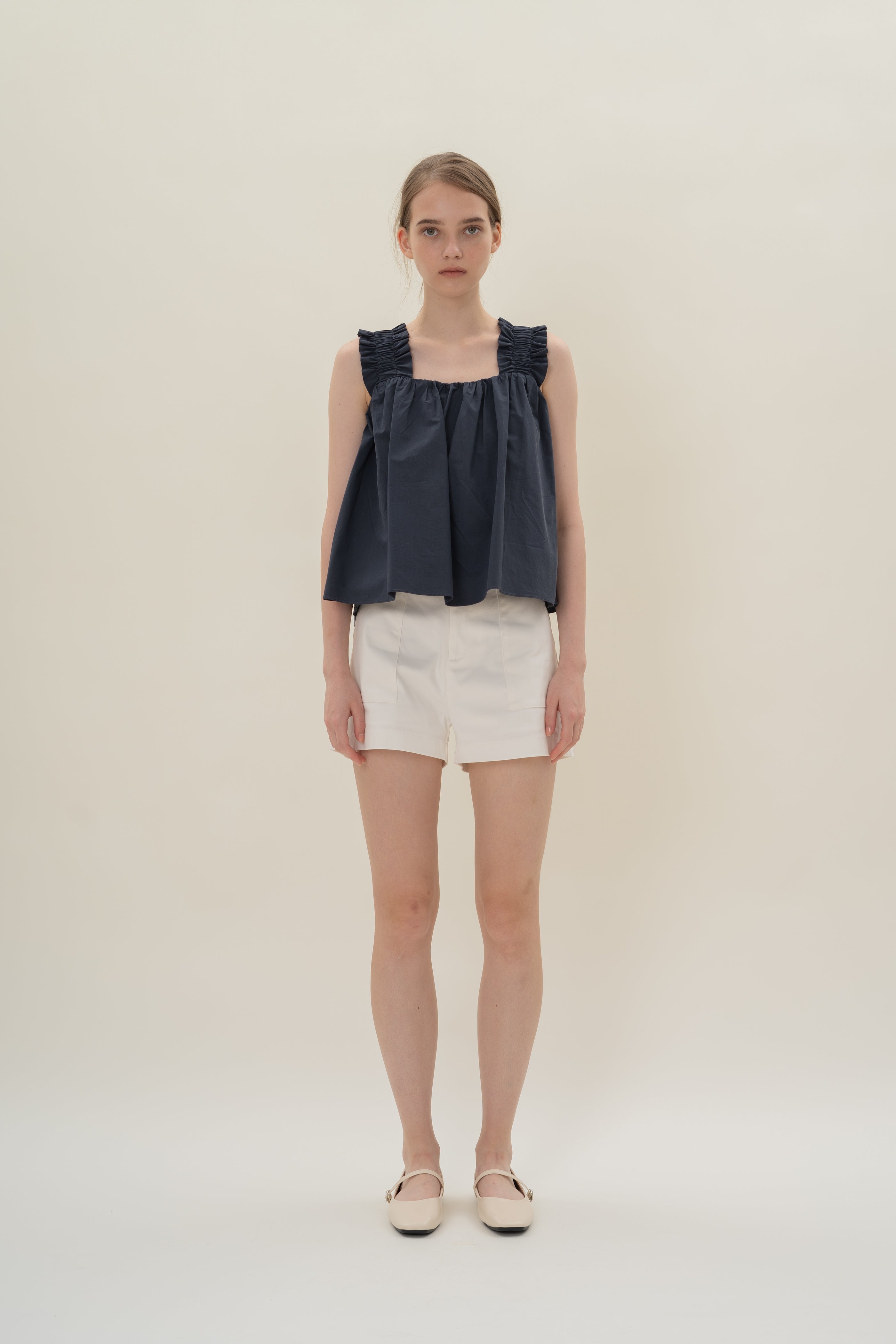 Flared Square Neck Top in Midnight