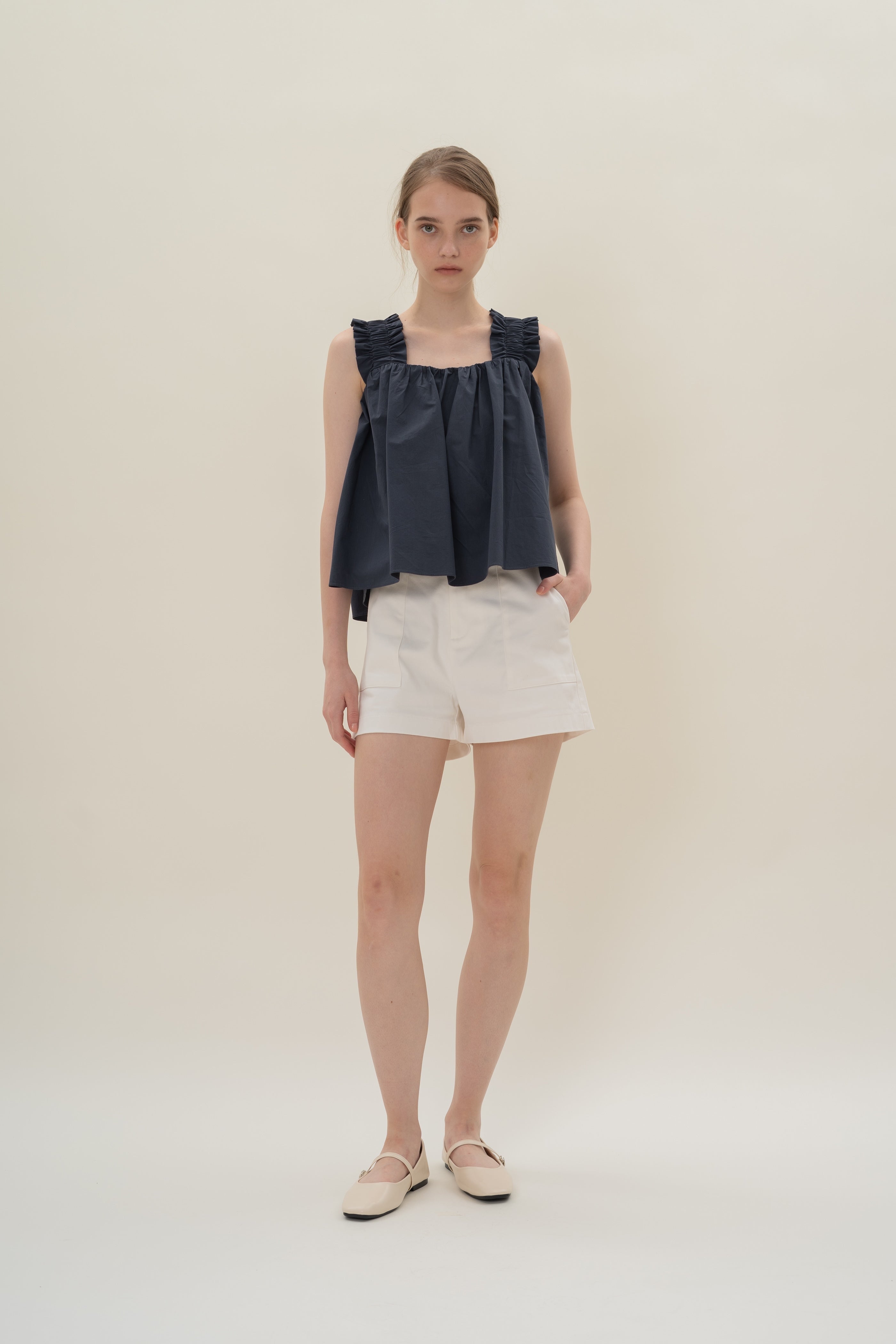 Flared Square Neck Top in Midnight