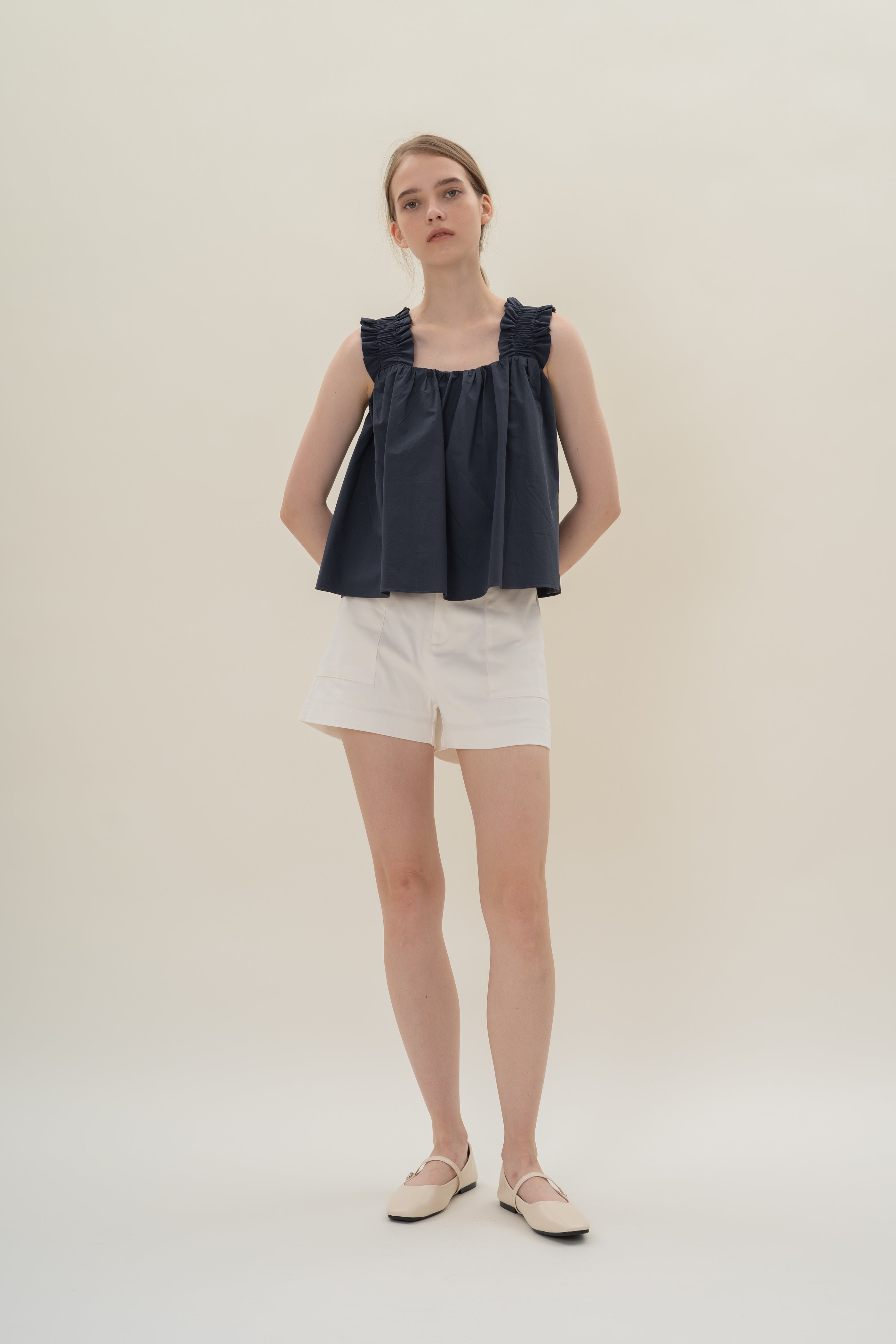 Flared Square Neck Top in Midnight