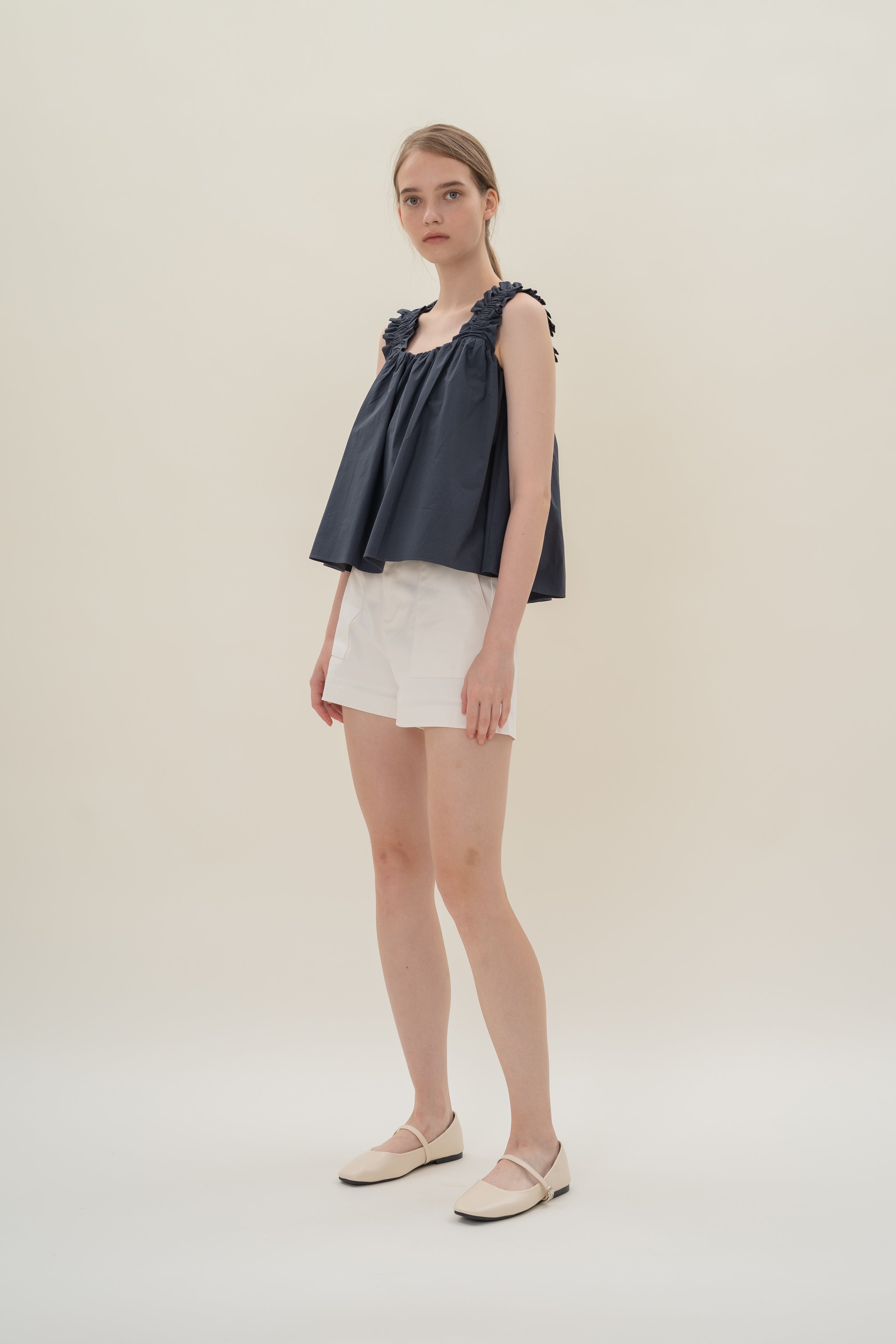 Flared Square Neck Top in Midnight