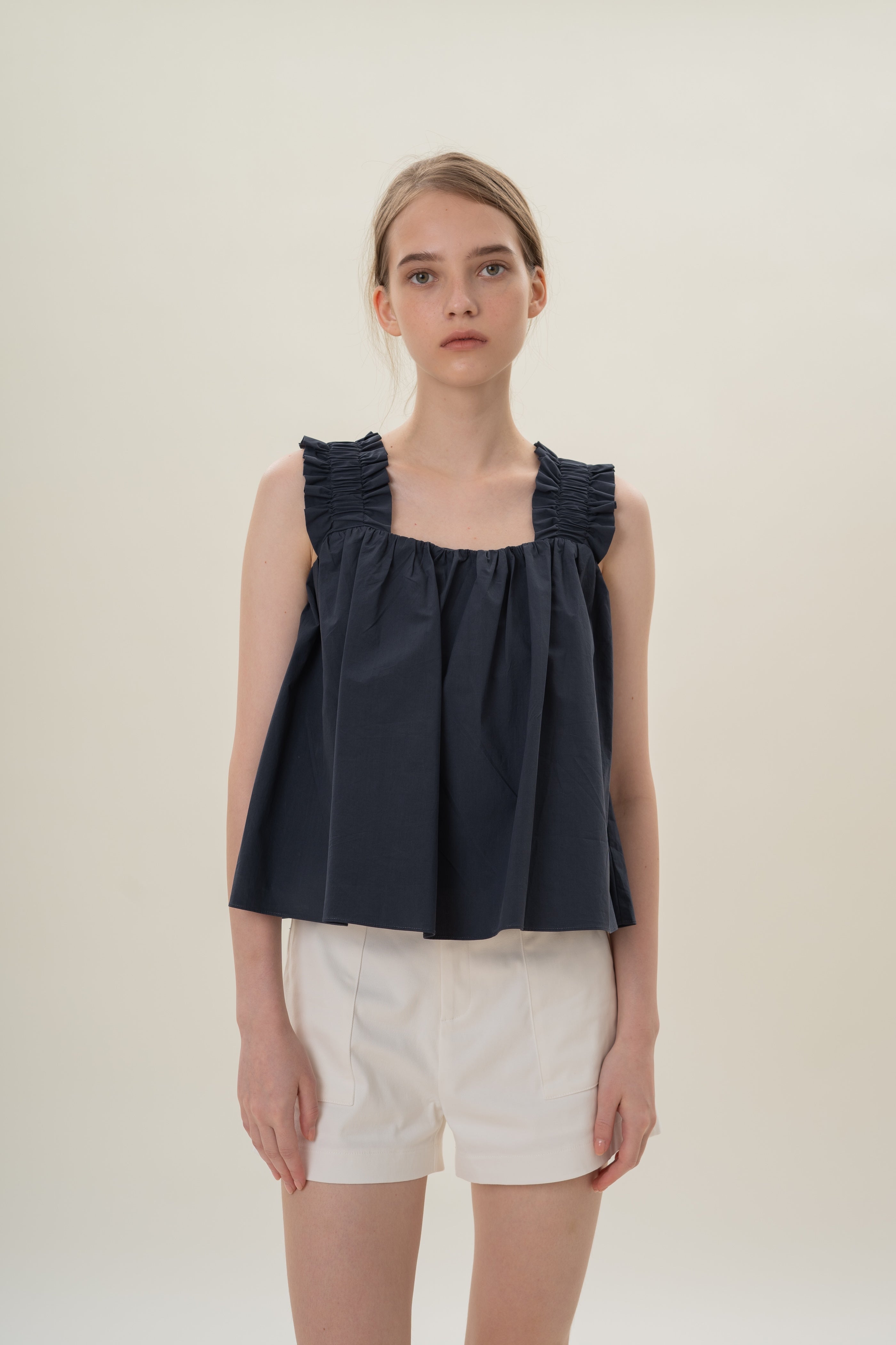 Flared Square Neck Top in Midnight