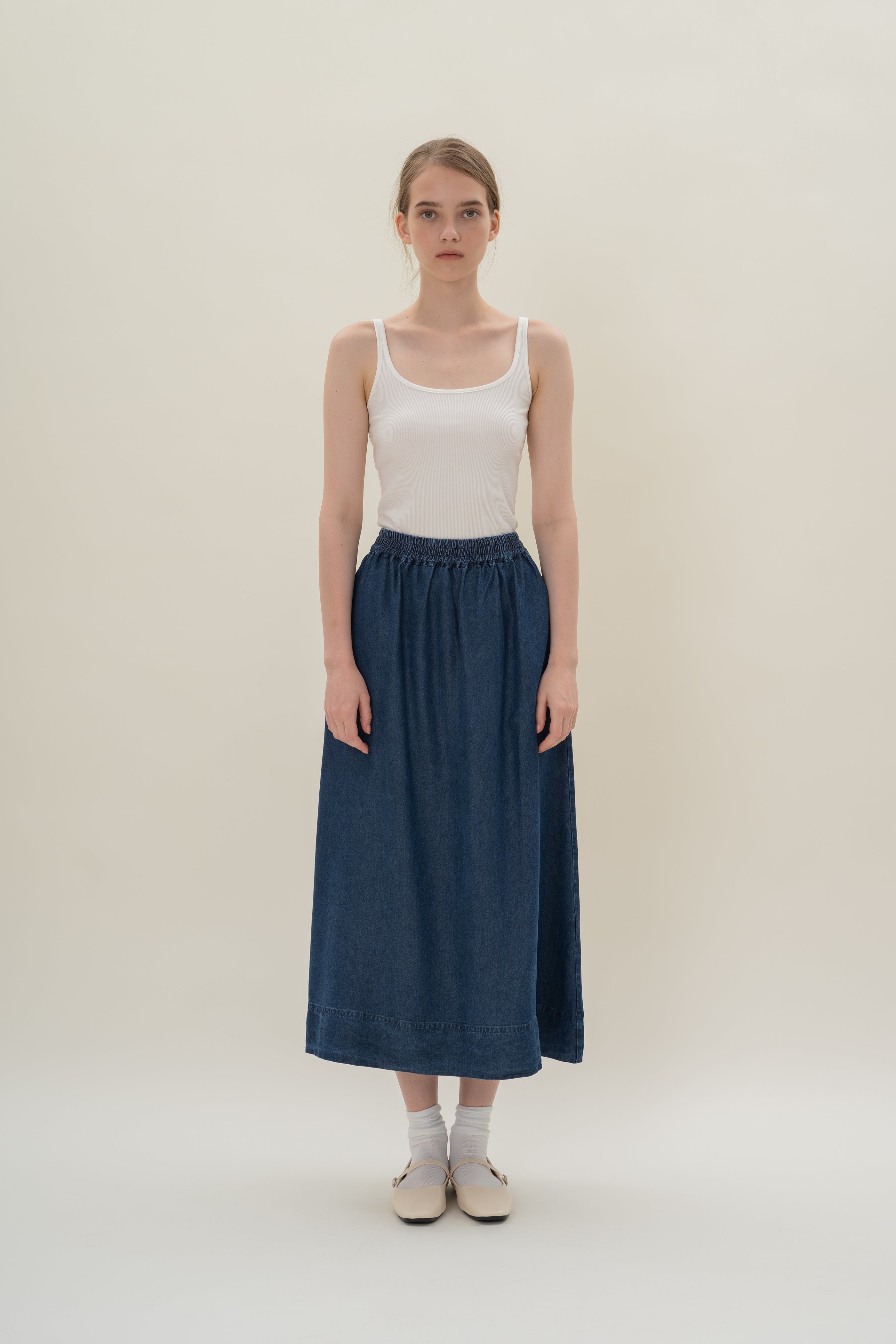 Soft Ribbed Tank Top in White