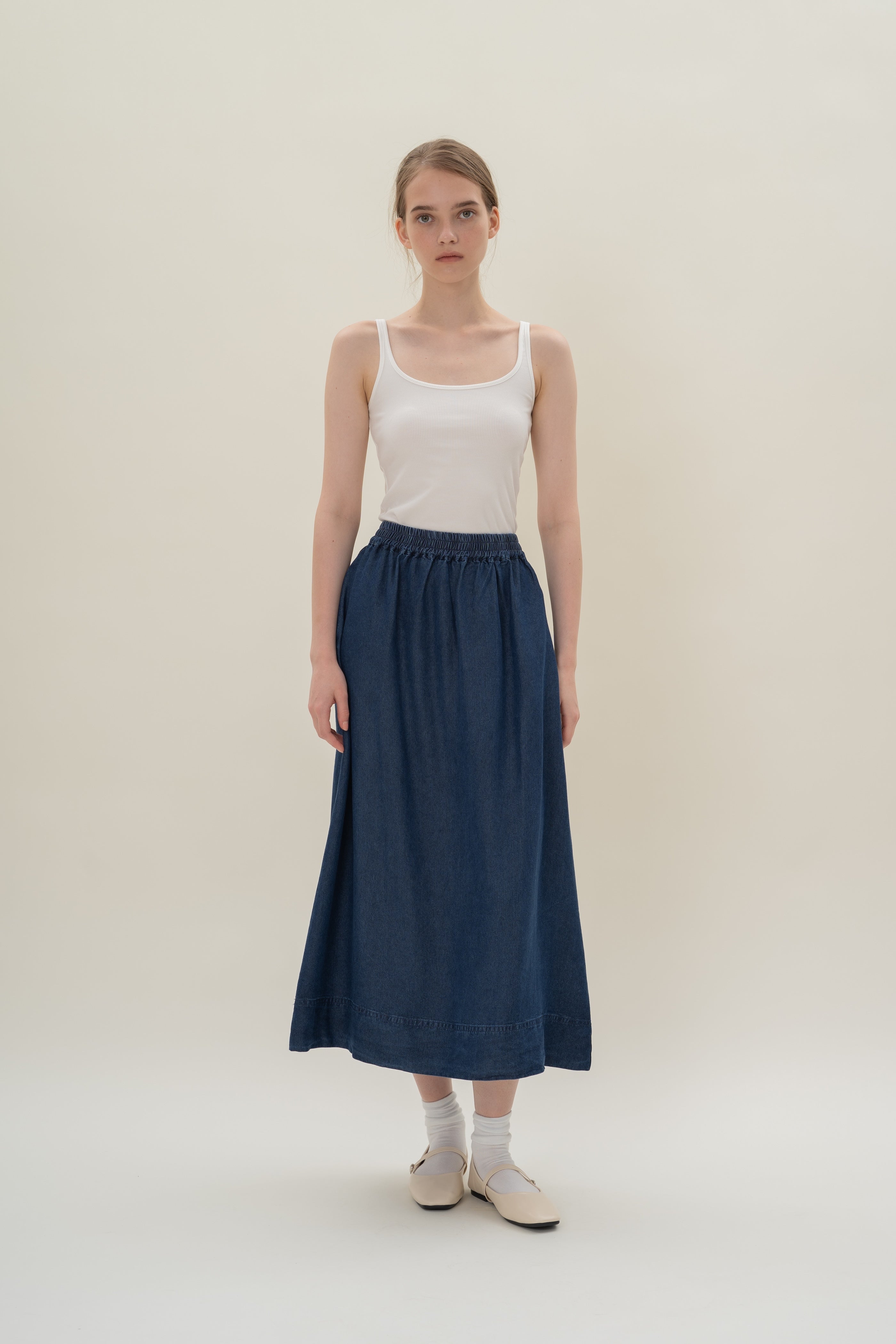 Soft Ribbed Tank Top in White