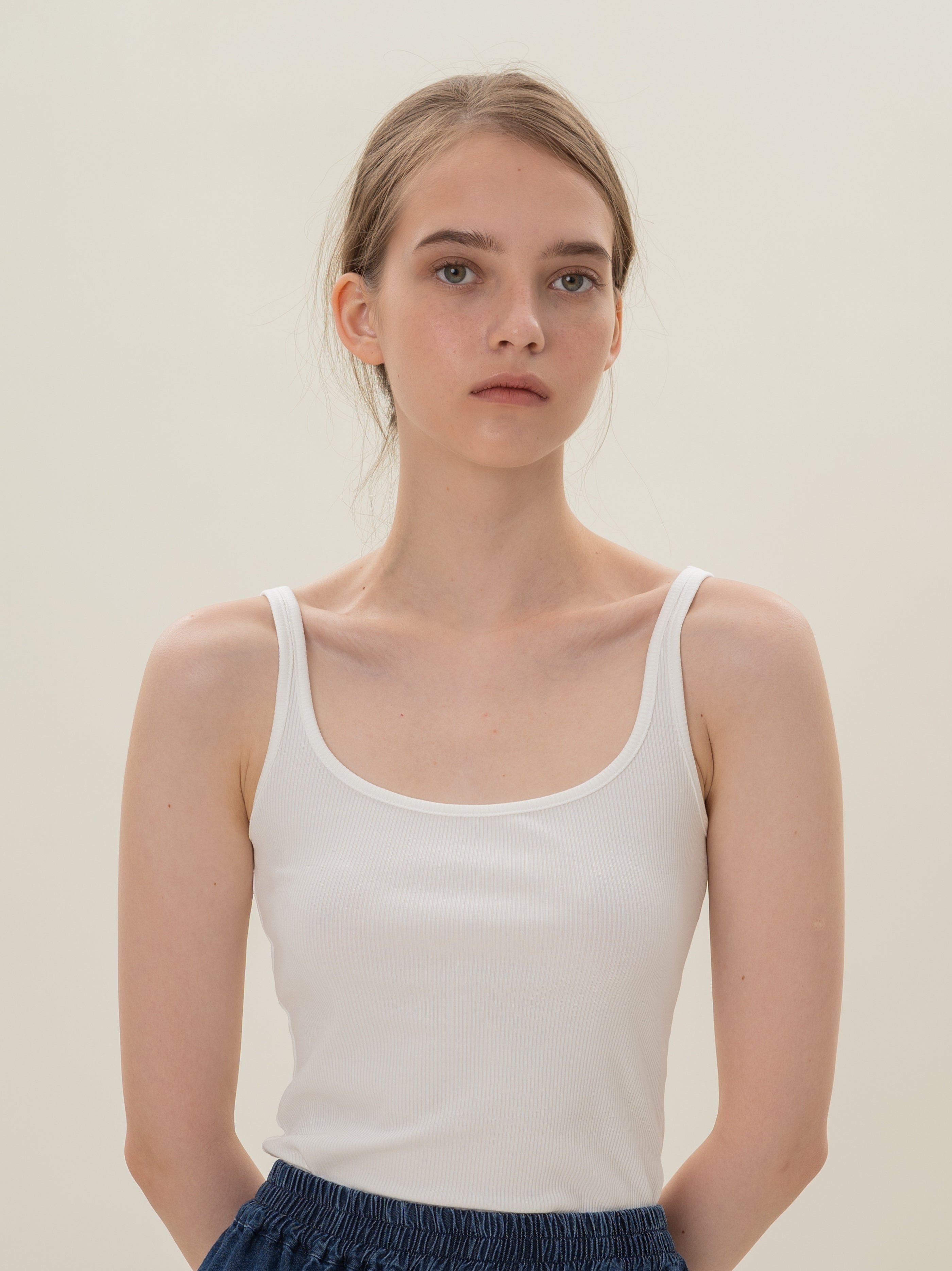 Soft Ribbed Tank Top in White