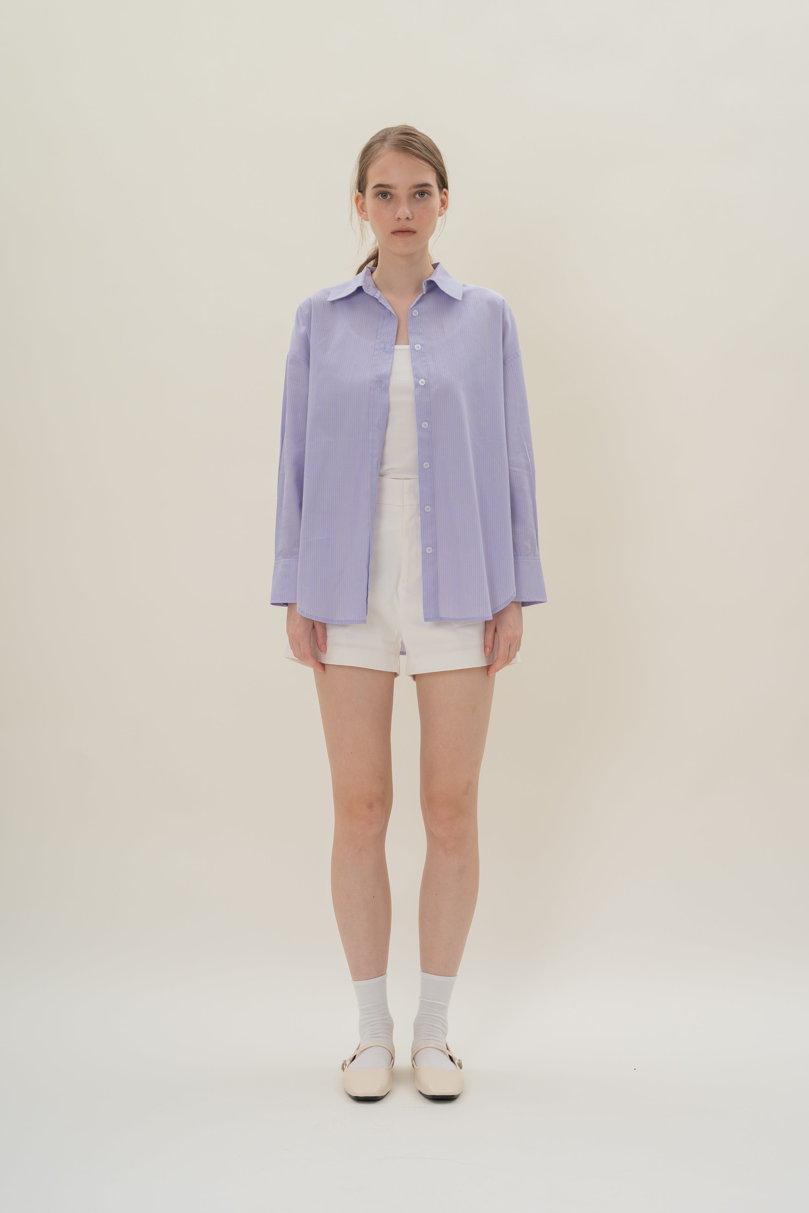 Studios Shirt in Blue Peach Stripes