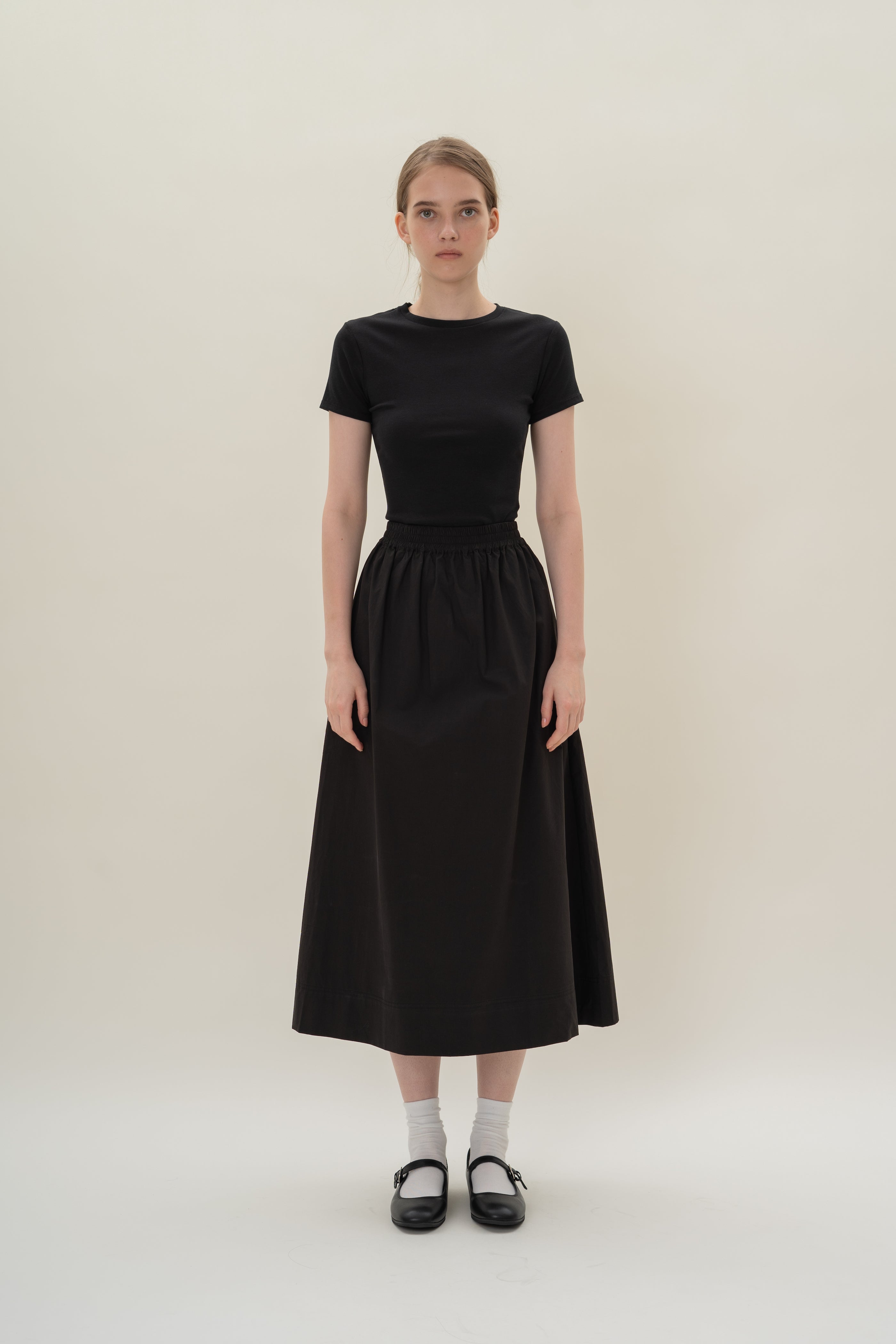 Stretch Cotton Tee in Black