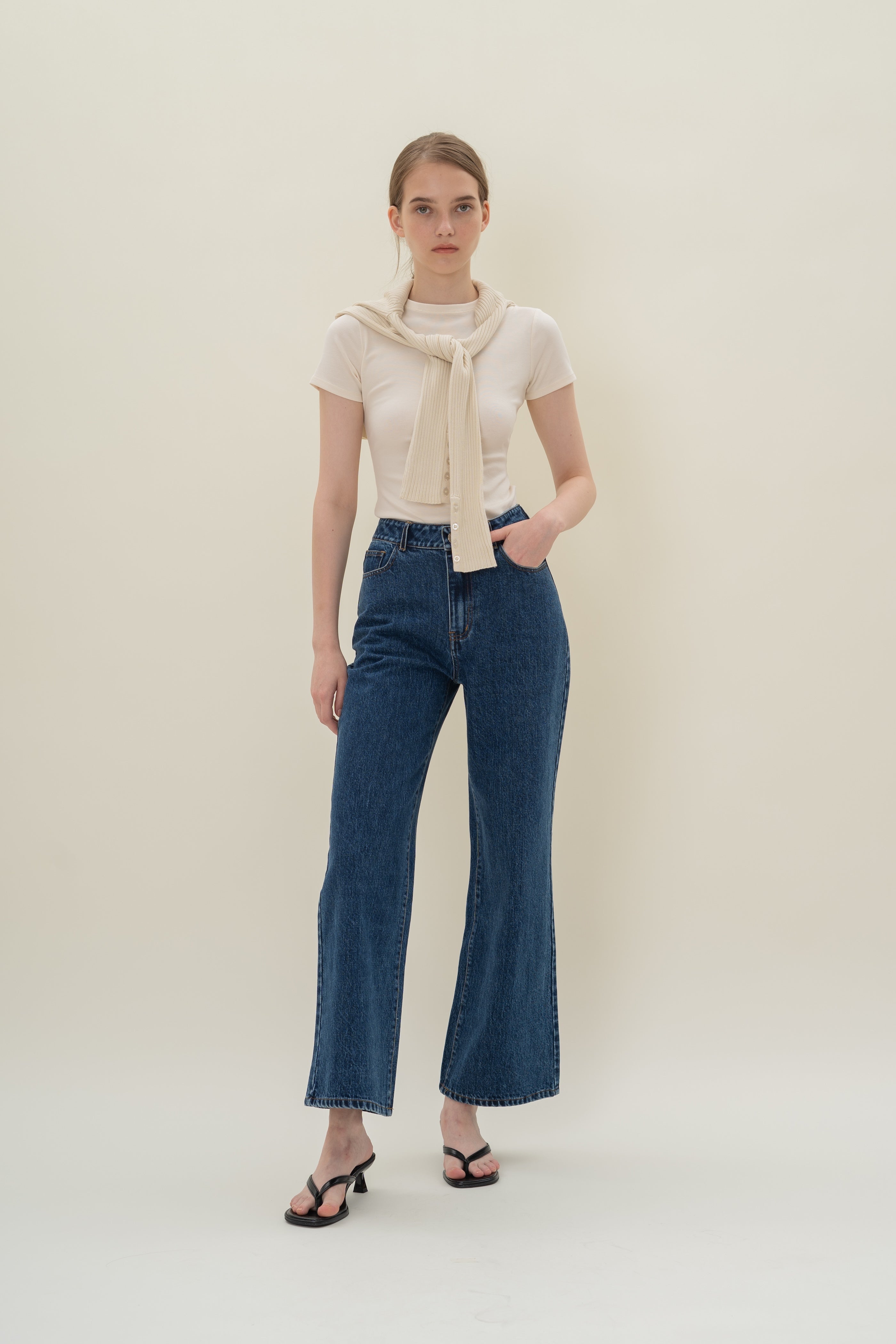 Stretch Cotton Tee in Milk