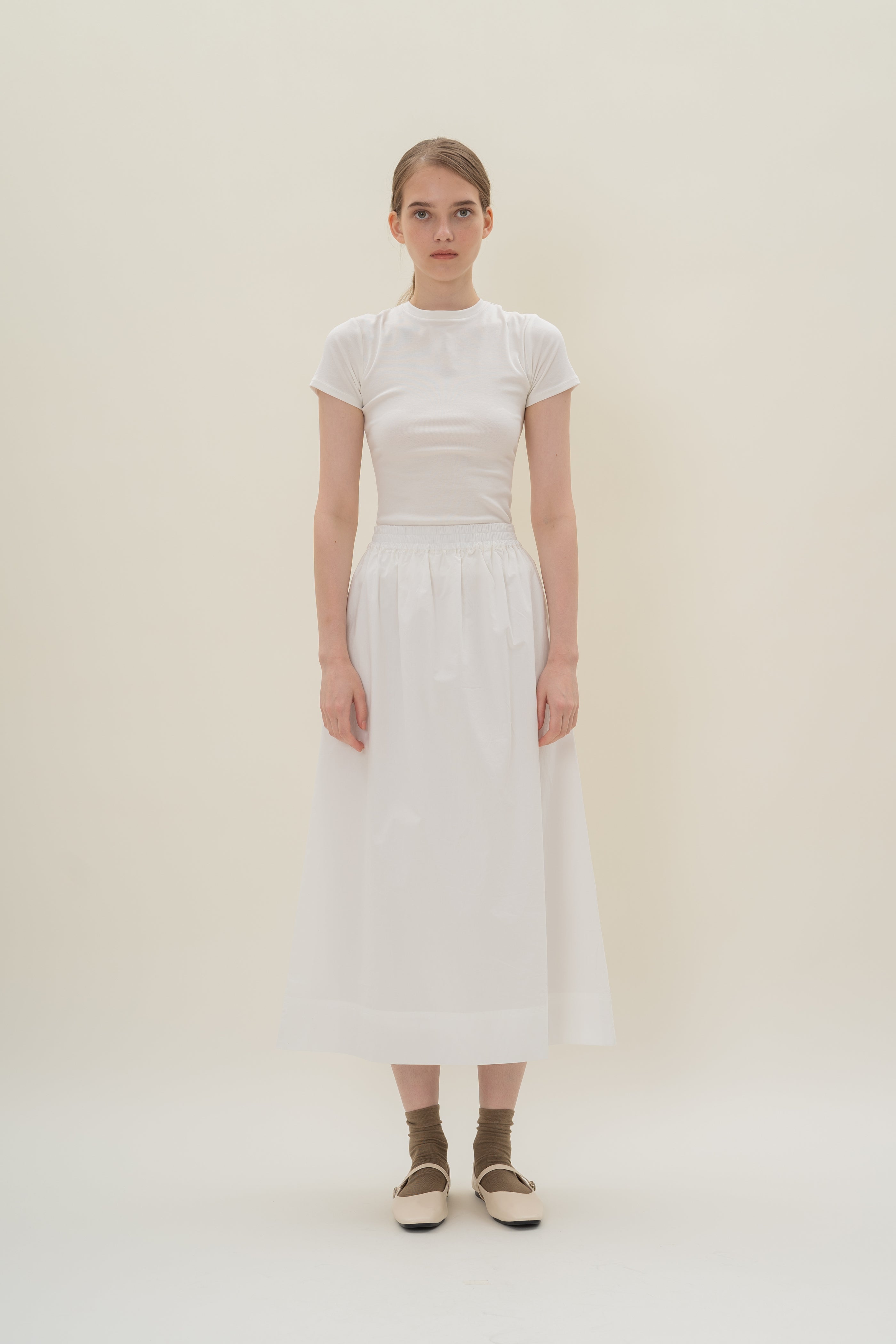 Stretch Cotton Tee in White