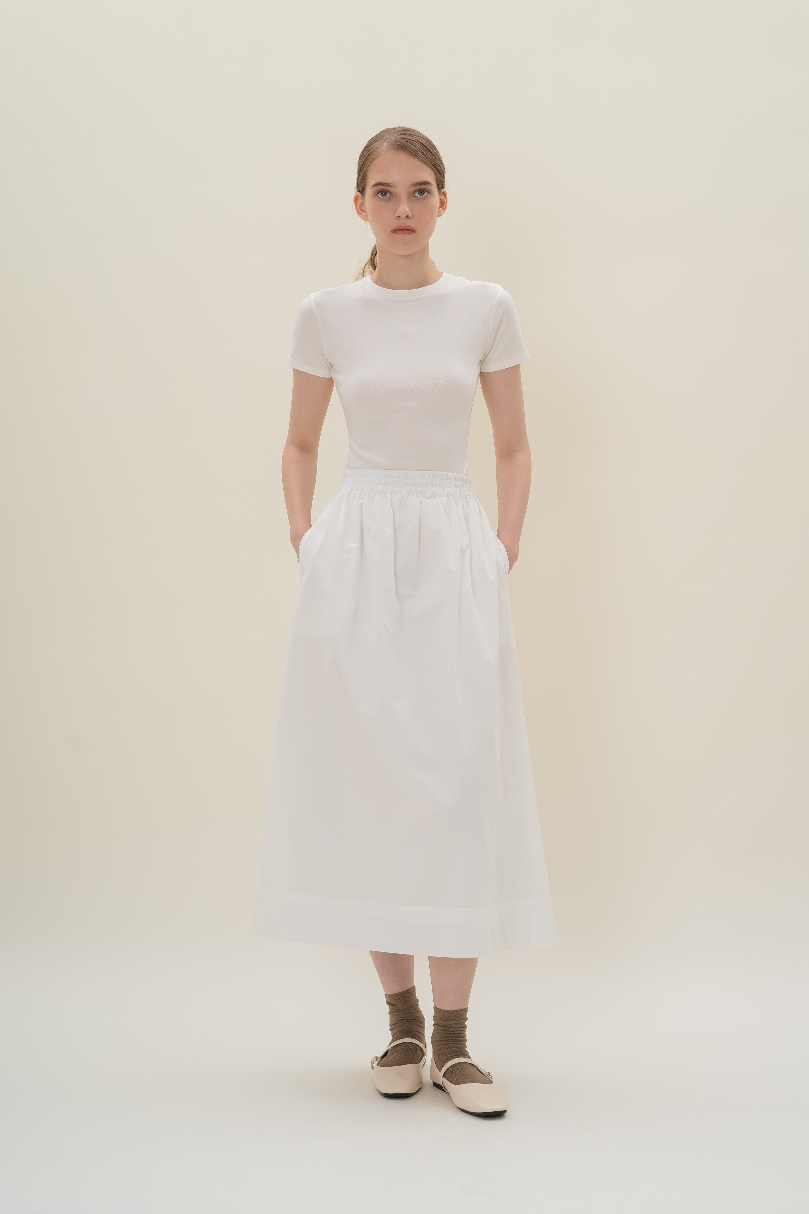 Stretch Cotton Tee in White