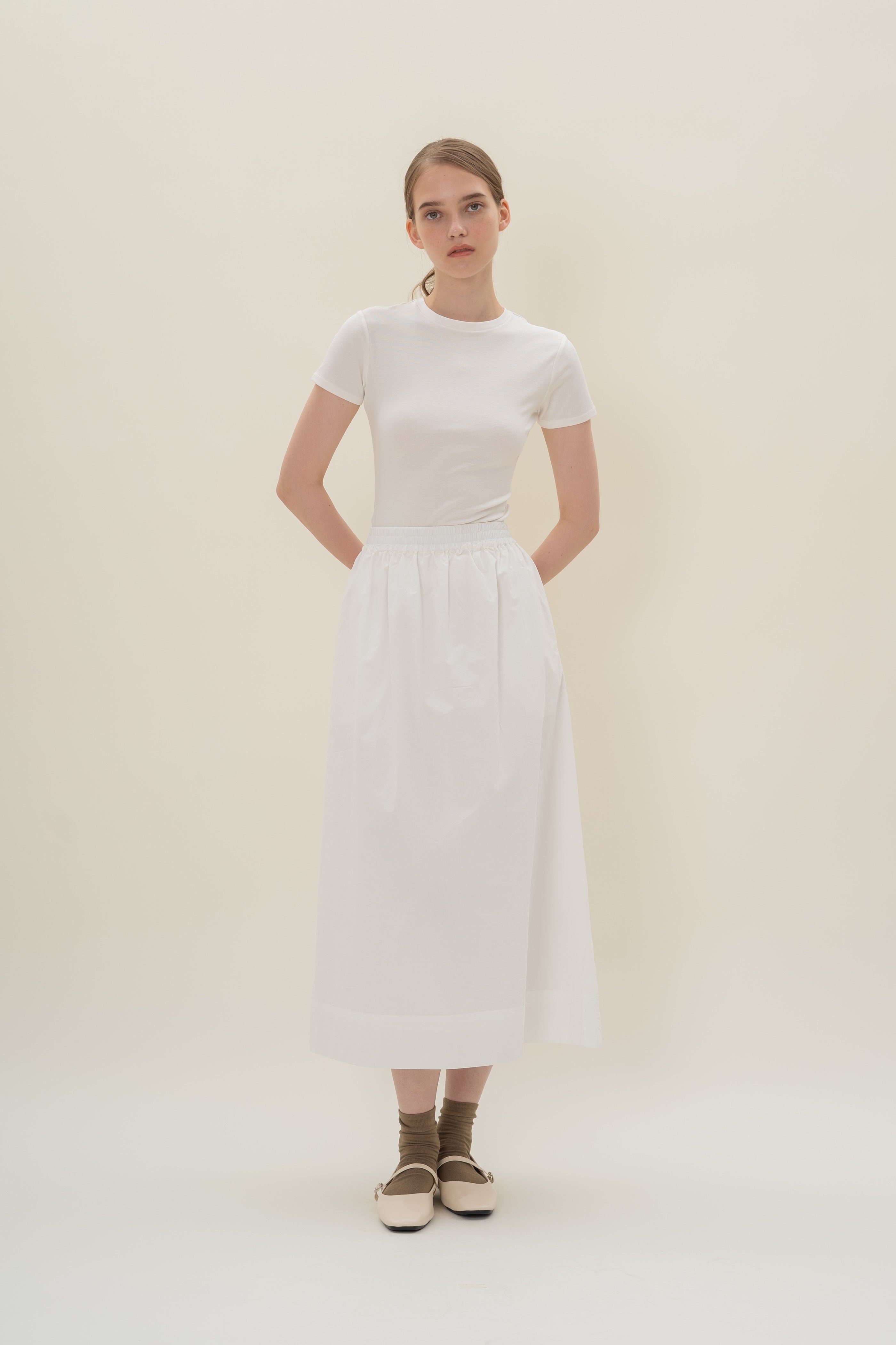 Stretch Cotton Tee in White