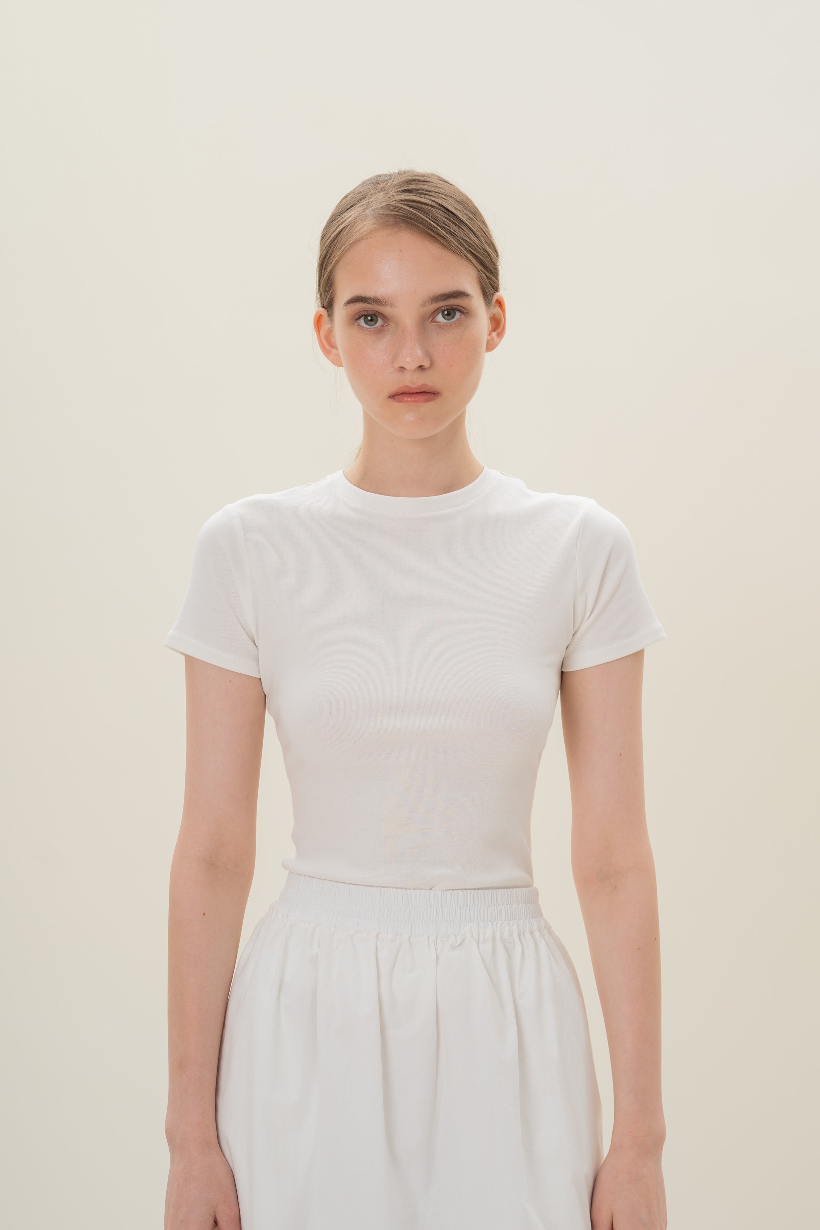 Stretch Cotton Tee in White