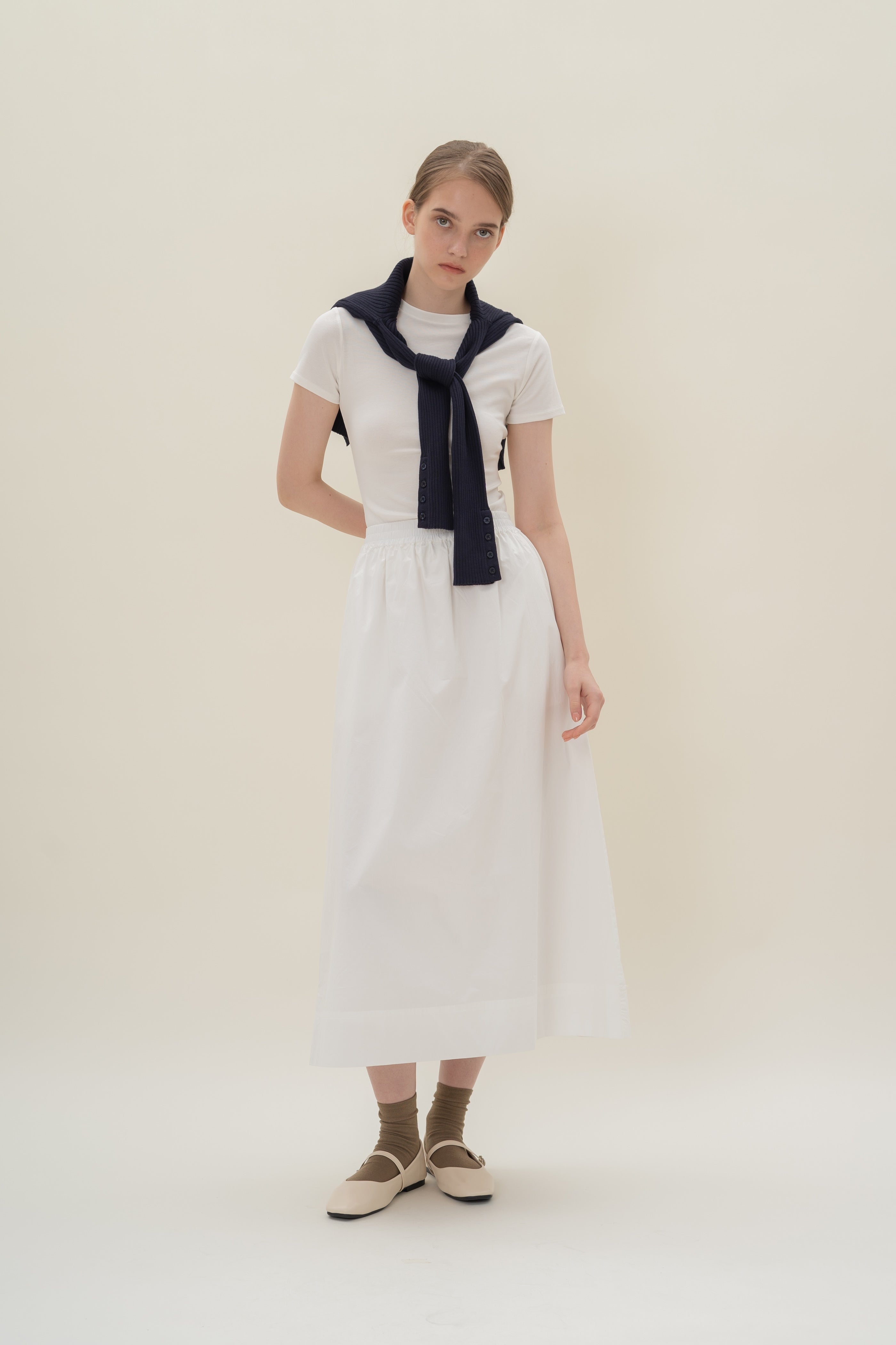 Stretch Cotton Tee in White