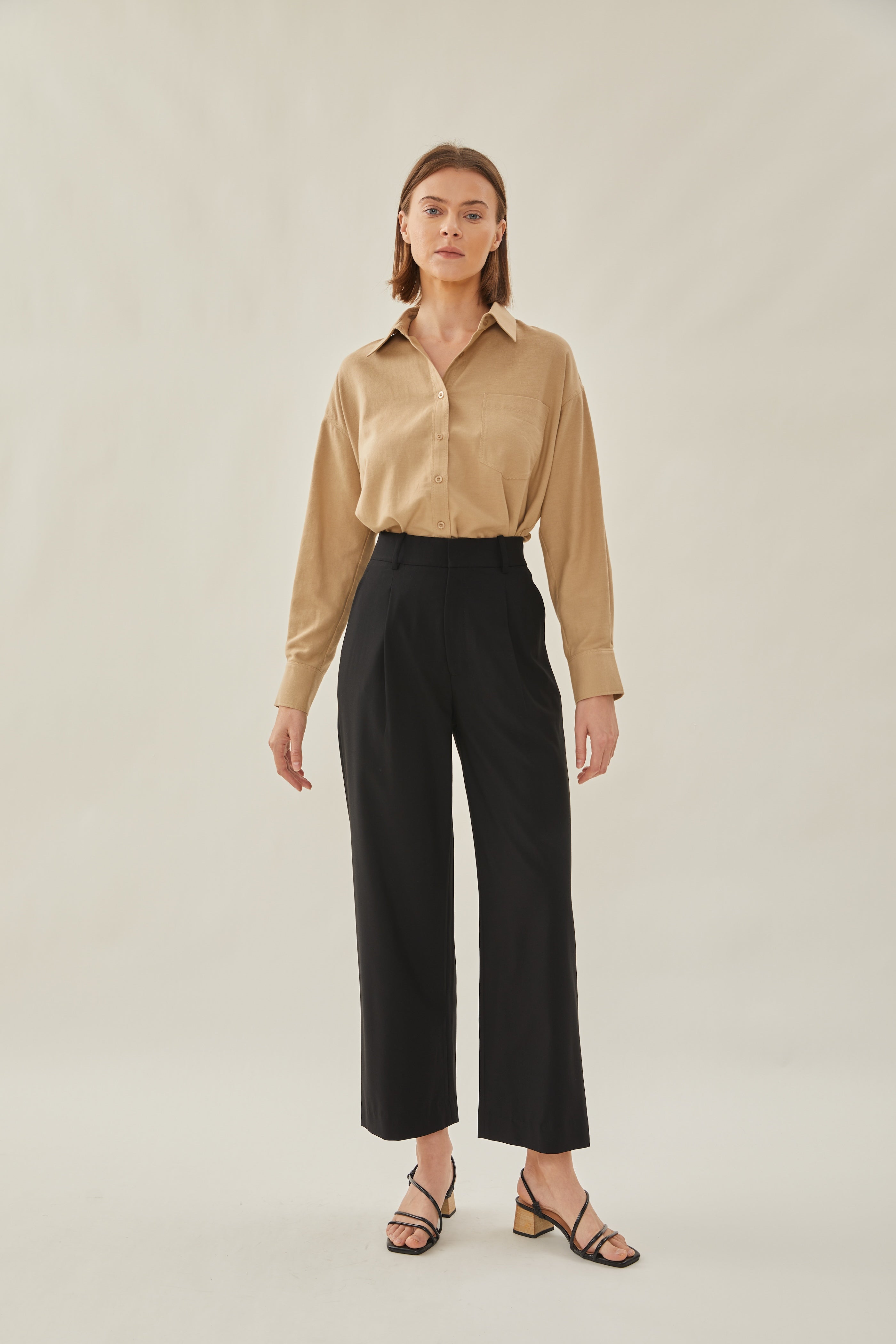 Cotton Relaxed Shirt in Sand