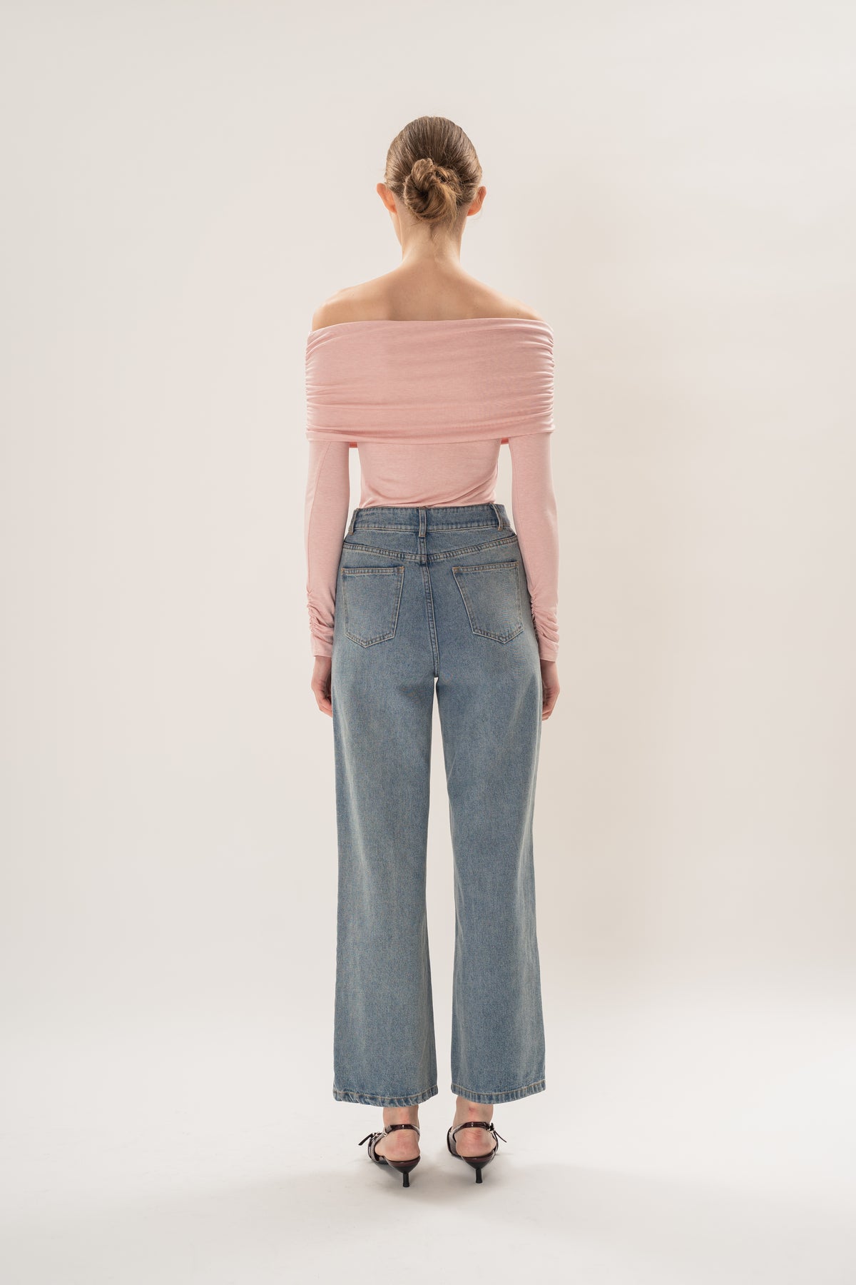 Off Shoulder Stretch Knit Top in Pink