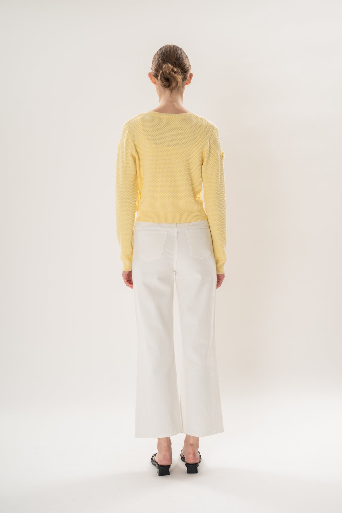 Floral Applique Cardigan in Yellow