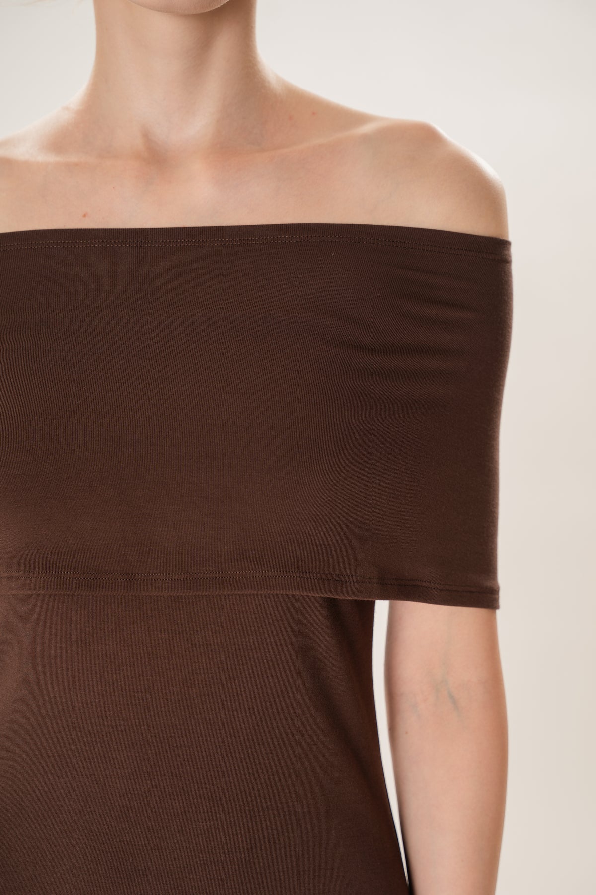 Soft Stretch Shawl Maxi Dress in Umber