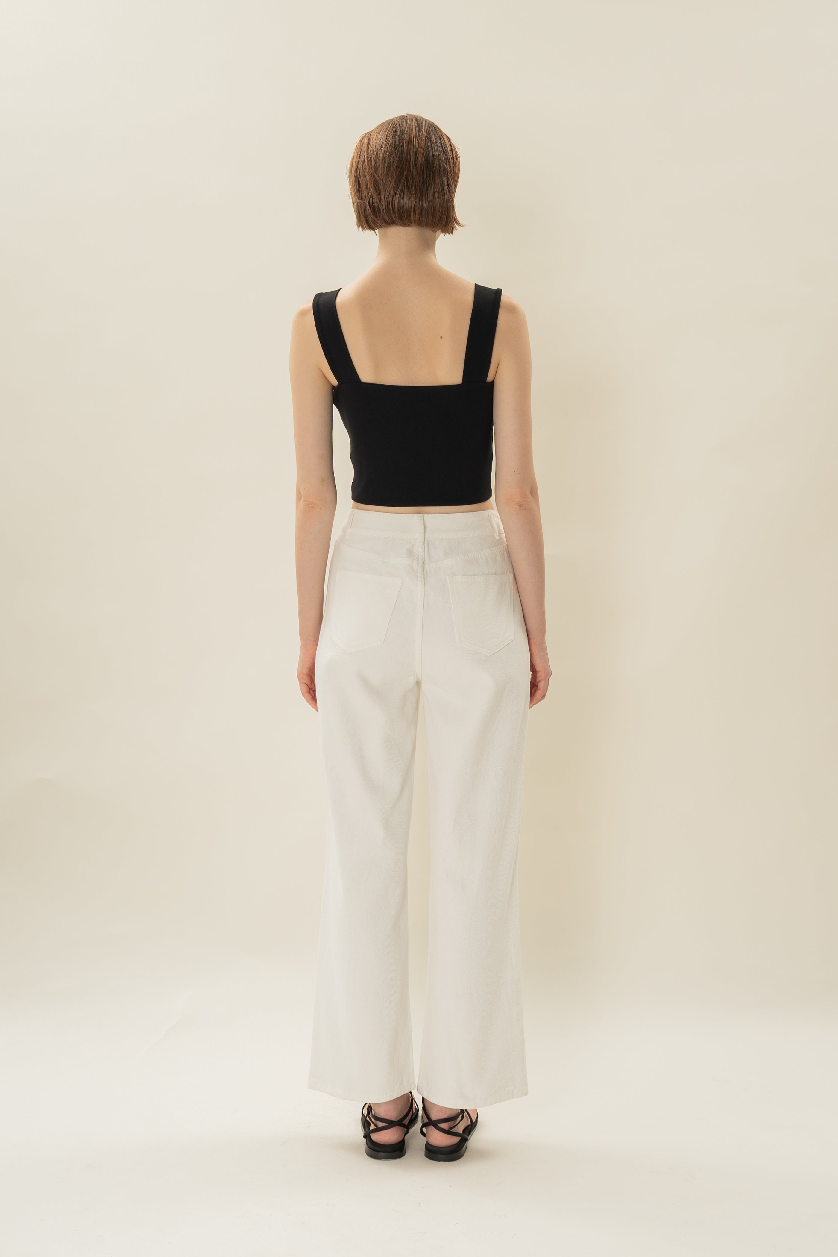 Padded Straight Neck Tank in Black