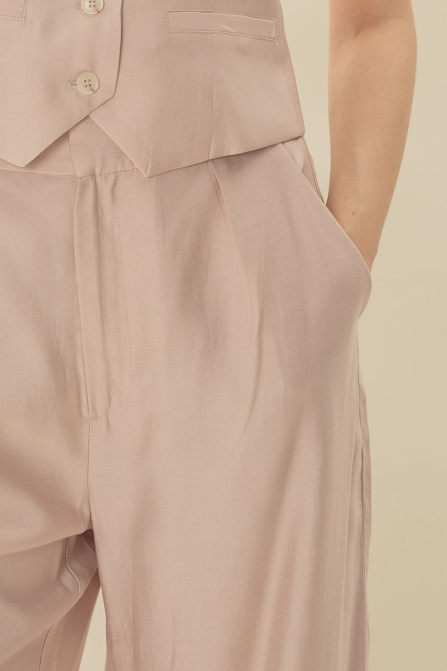 Classic Pleated Trousers in Petal Pink