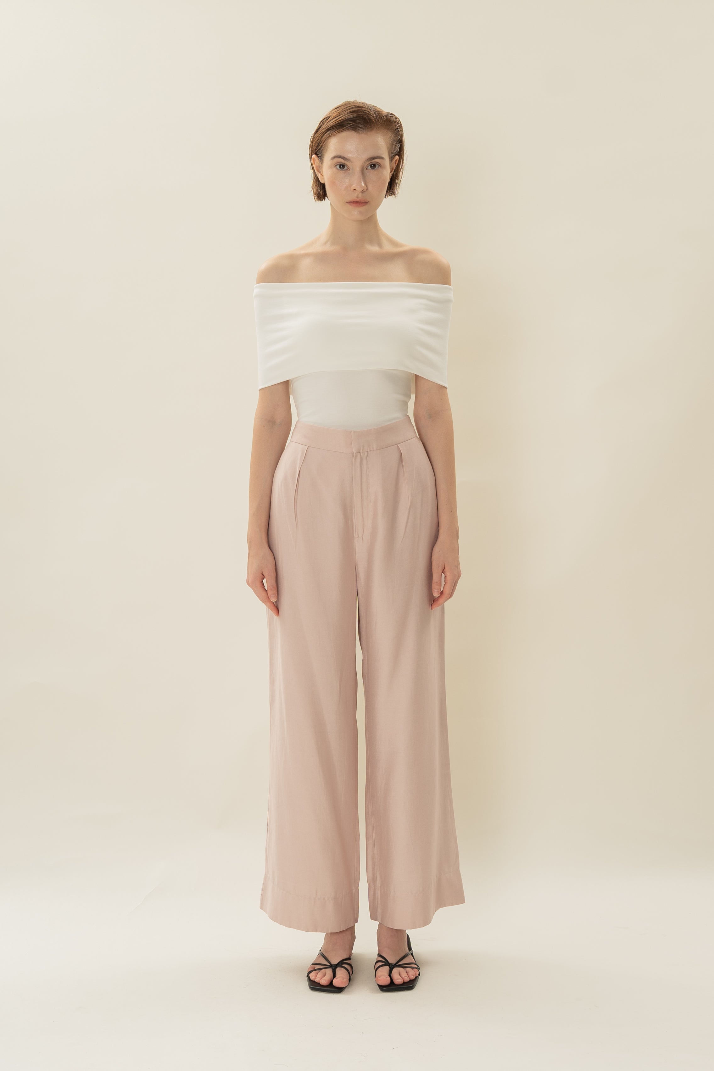 Classic Pleated Trousers in Petal Pink
