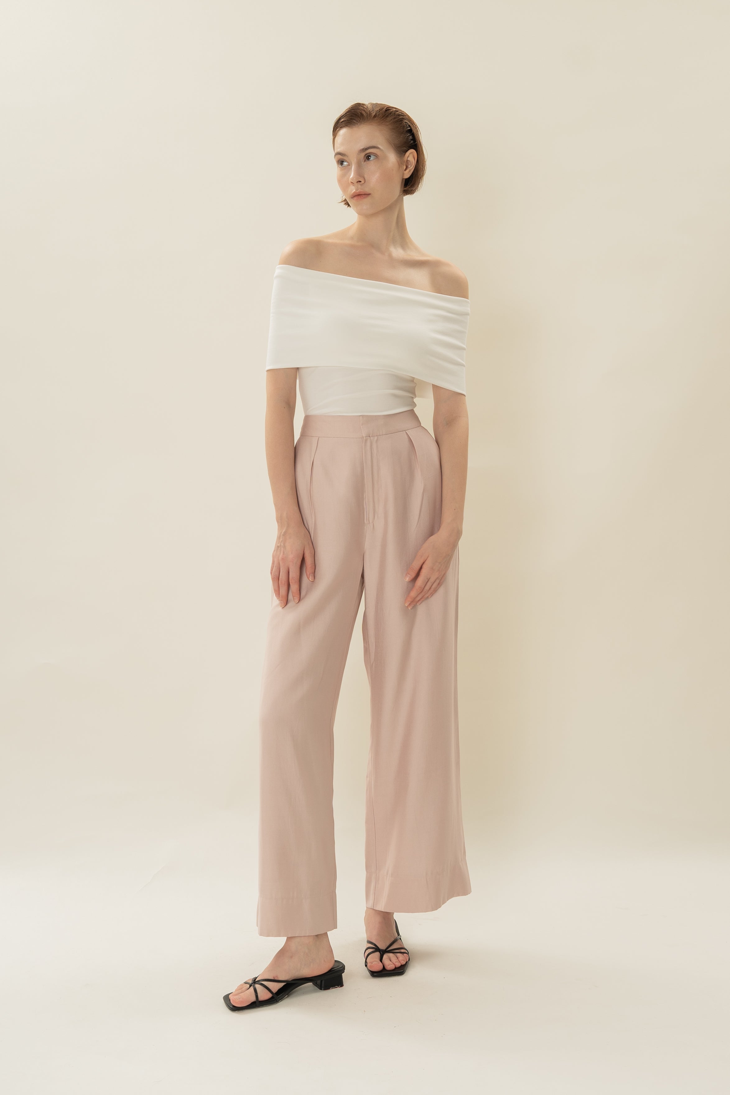 Classic Pleated Trousers in Petal Pink