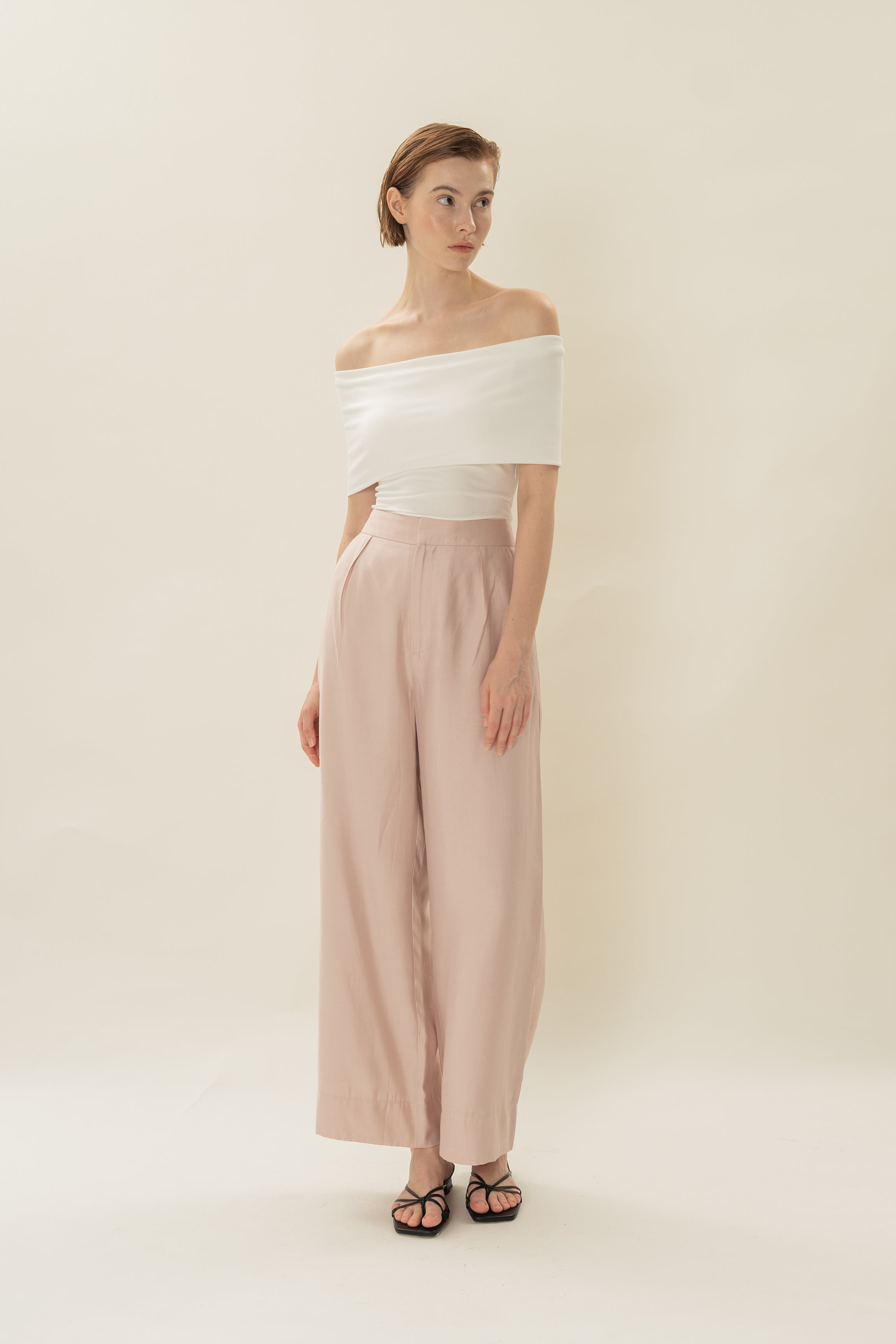 Classic Pleated Trousers in Petal Pink