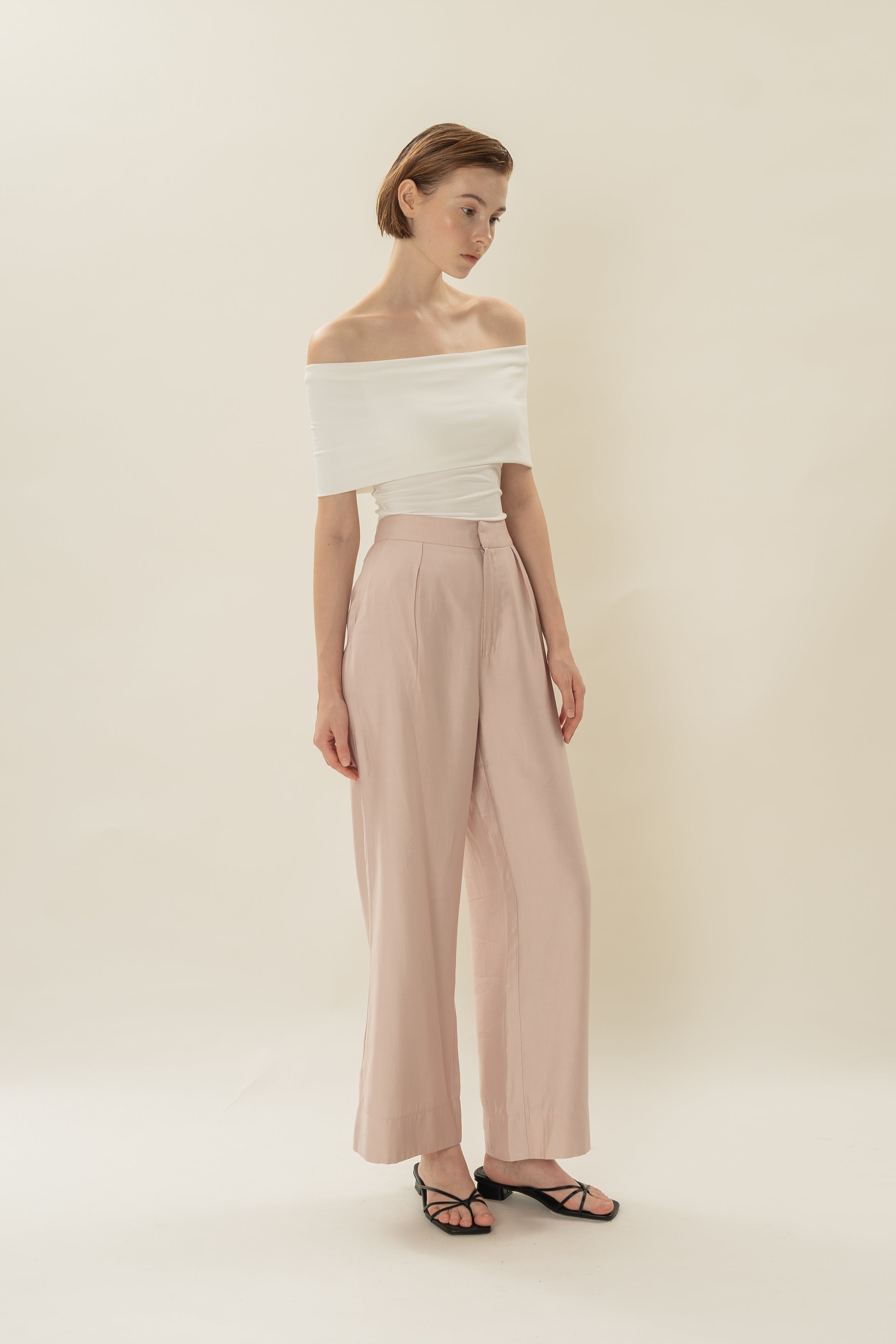 Classic Pleated Trousers in Petal Pink