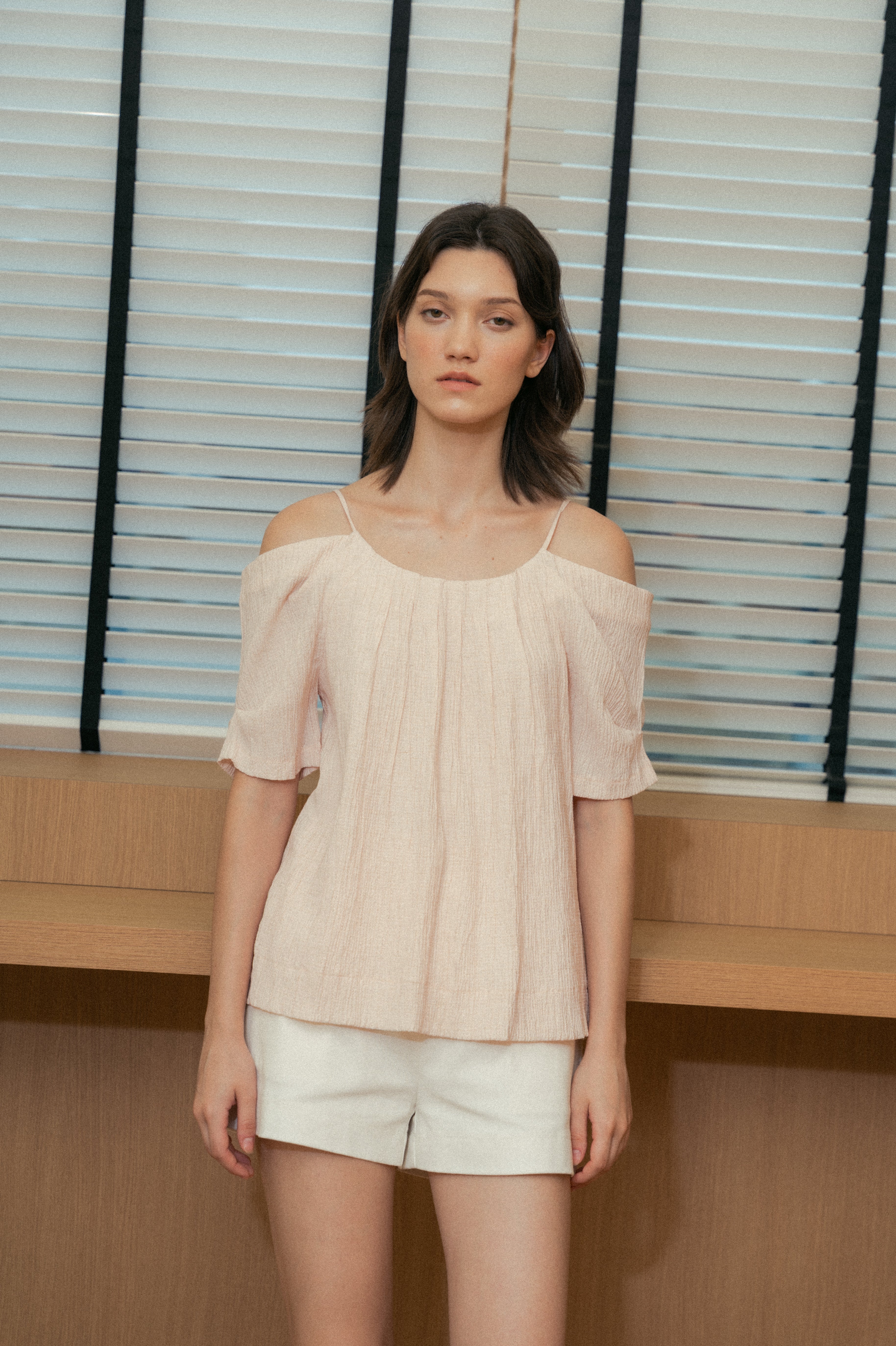Textured Strap Swing Top in Pale Pink