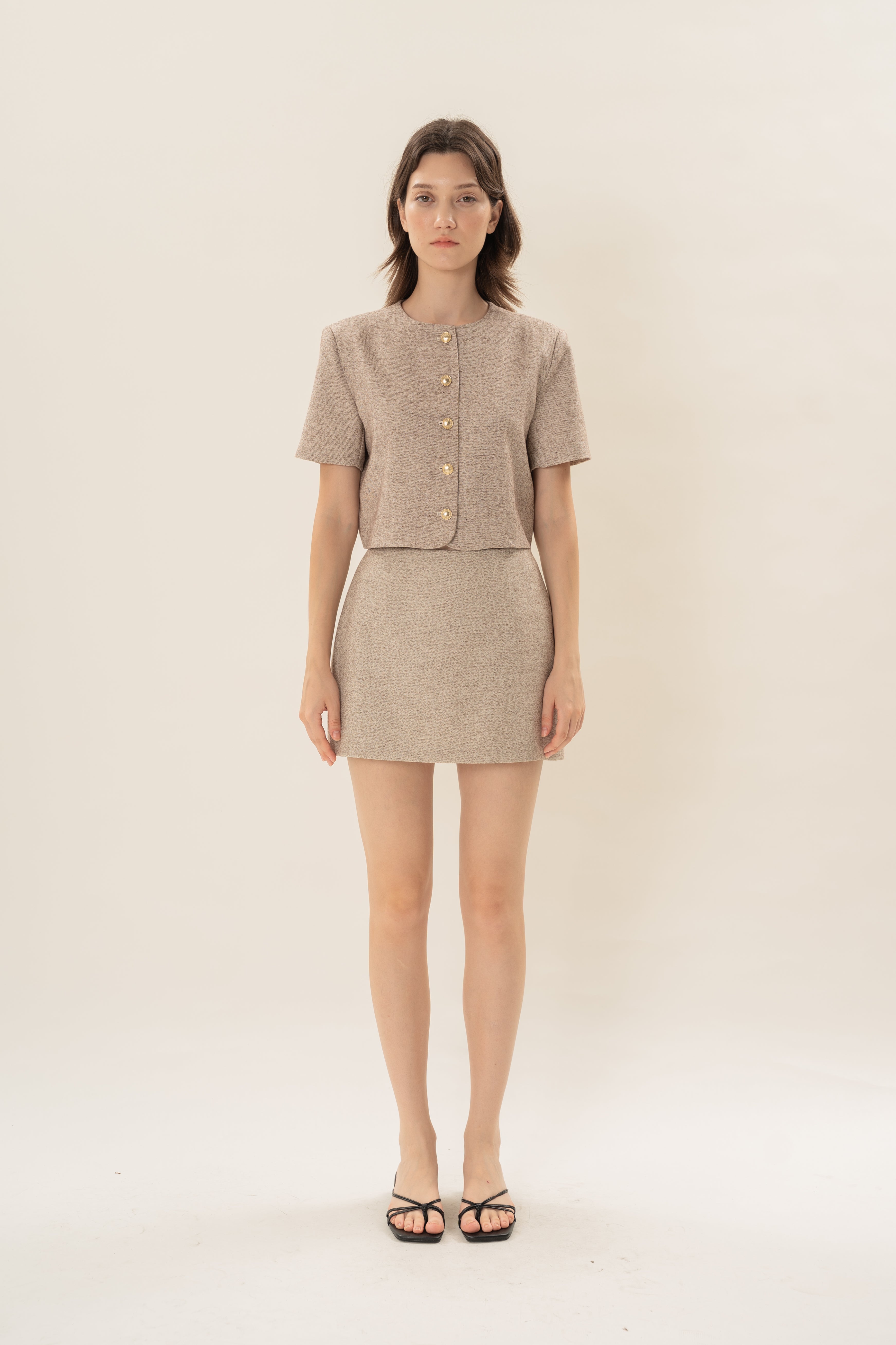 Textured Skort in Beige
