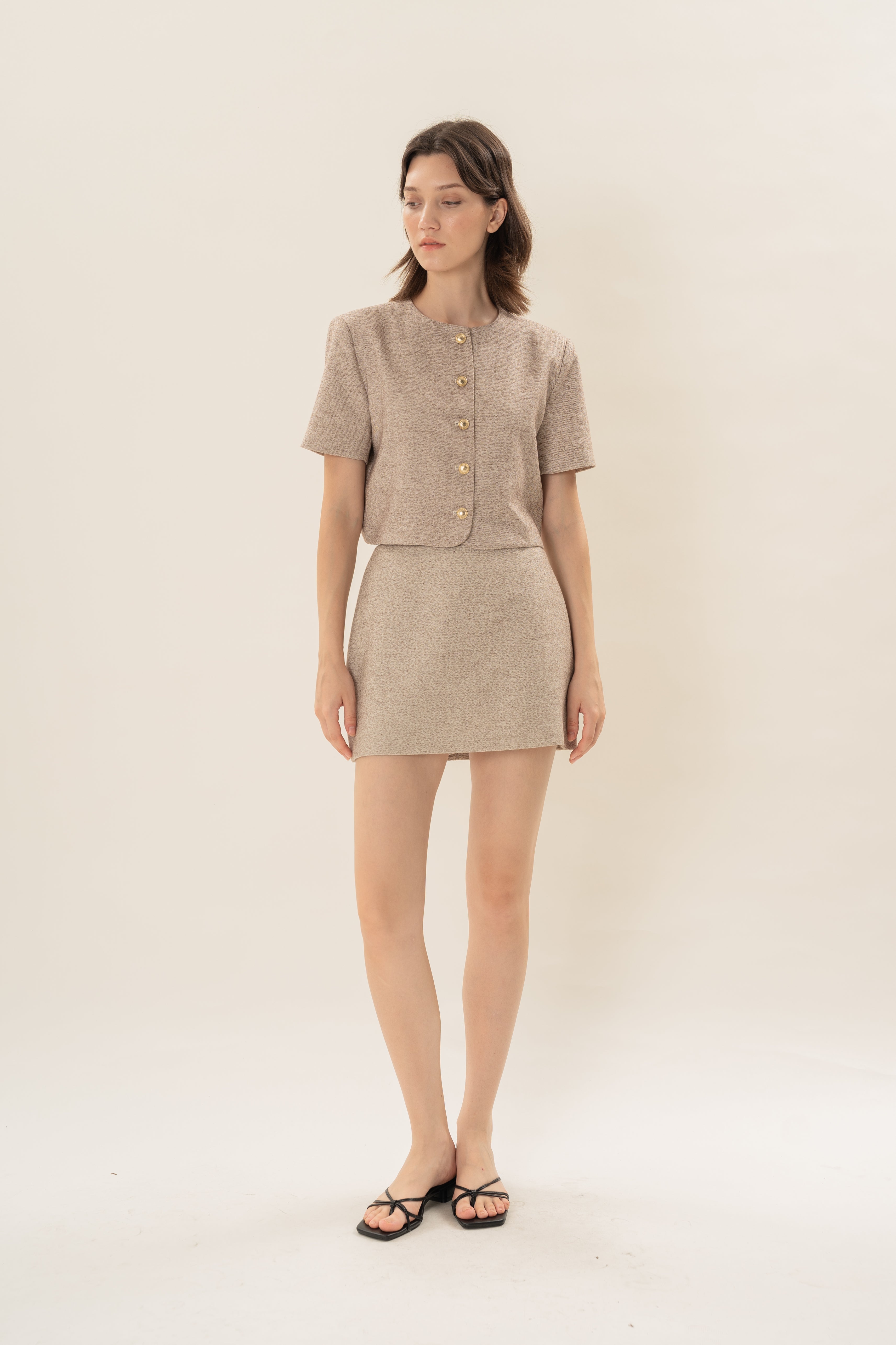 Textured Skort in Beige