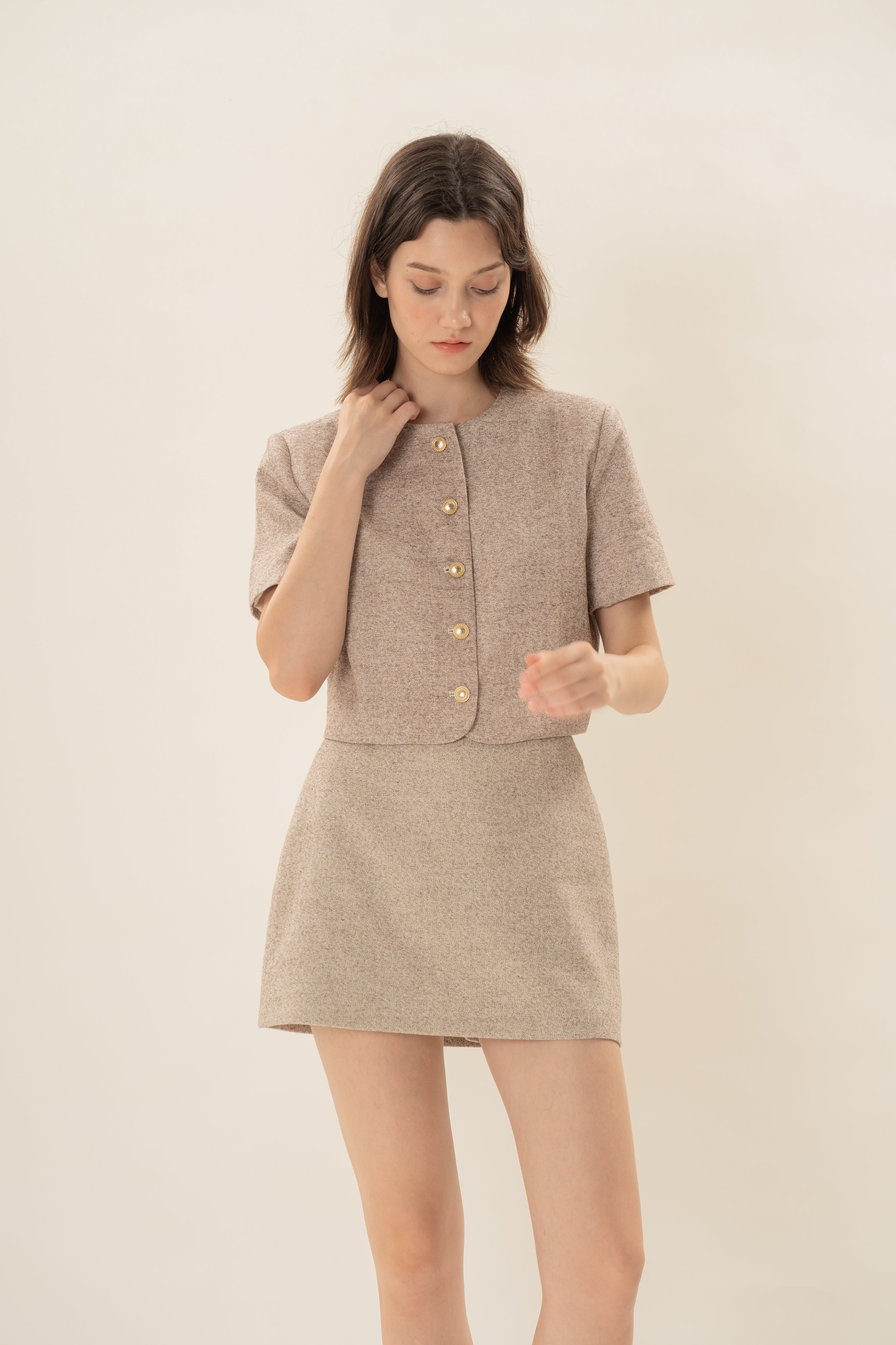Textured Skort in Beige