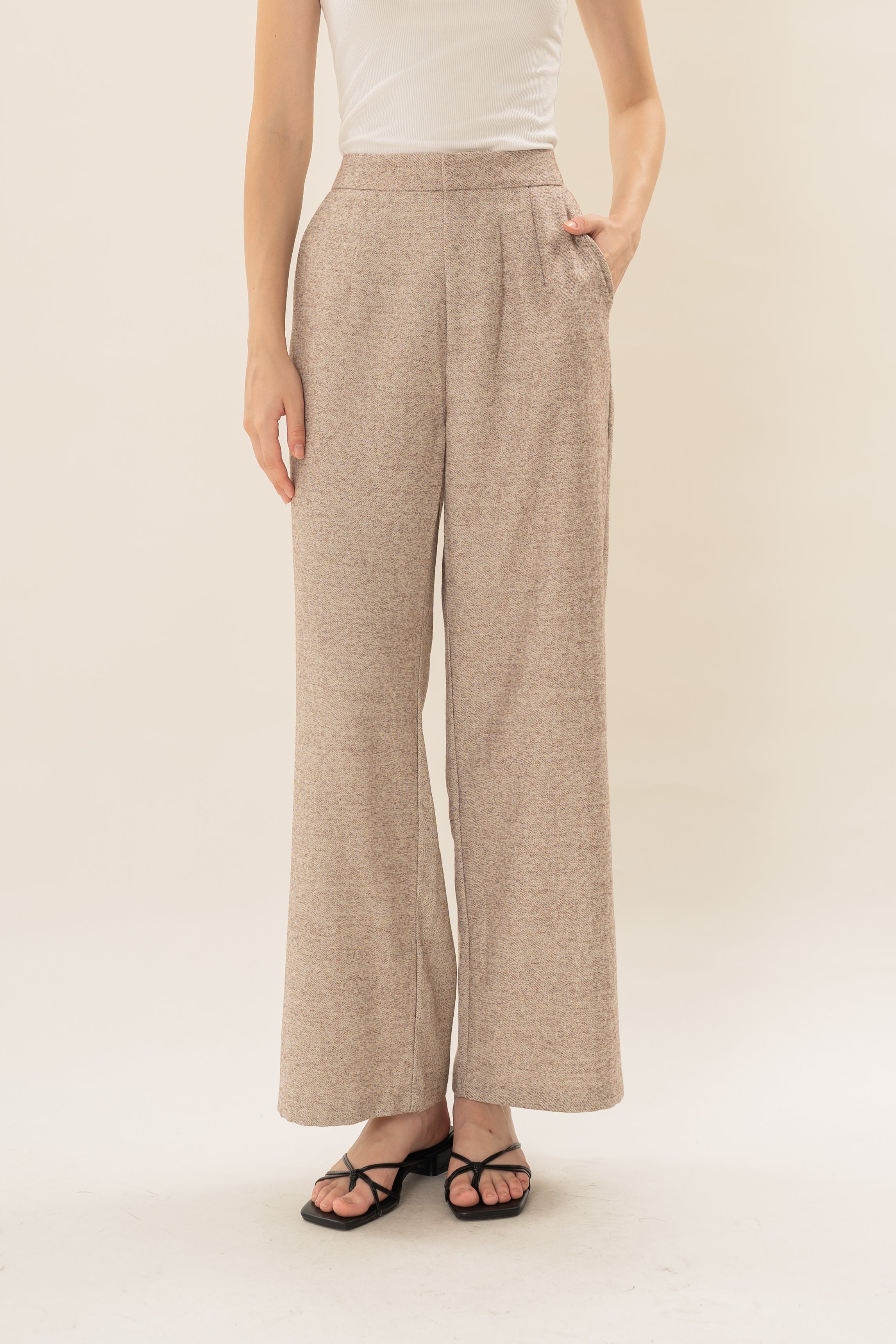 Textured Suiting Trousers in Beige