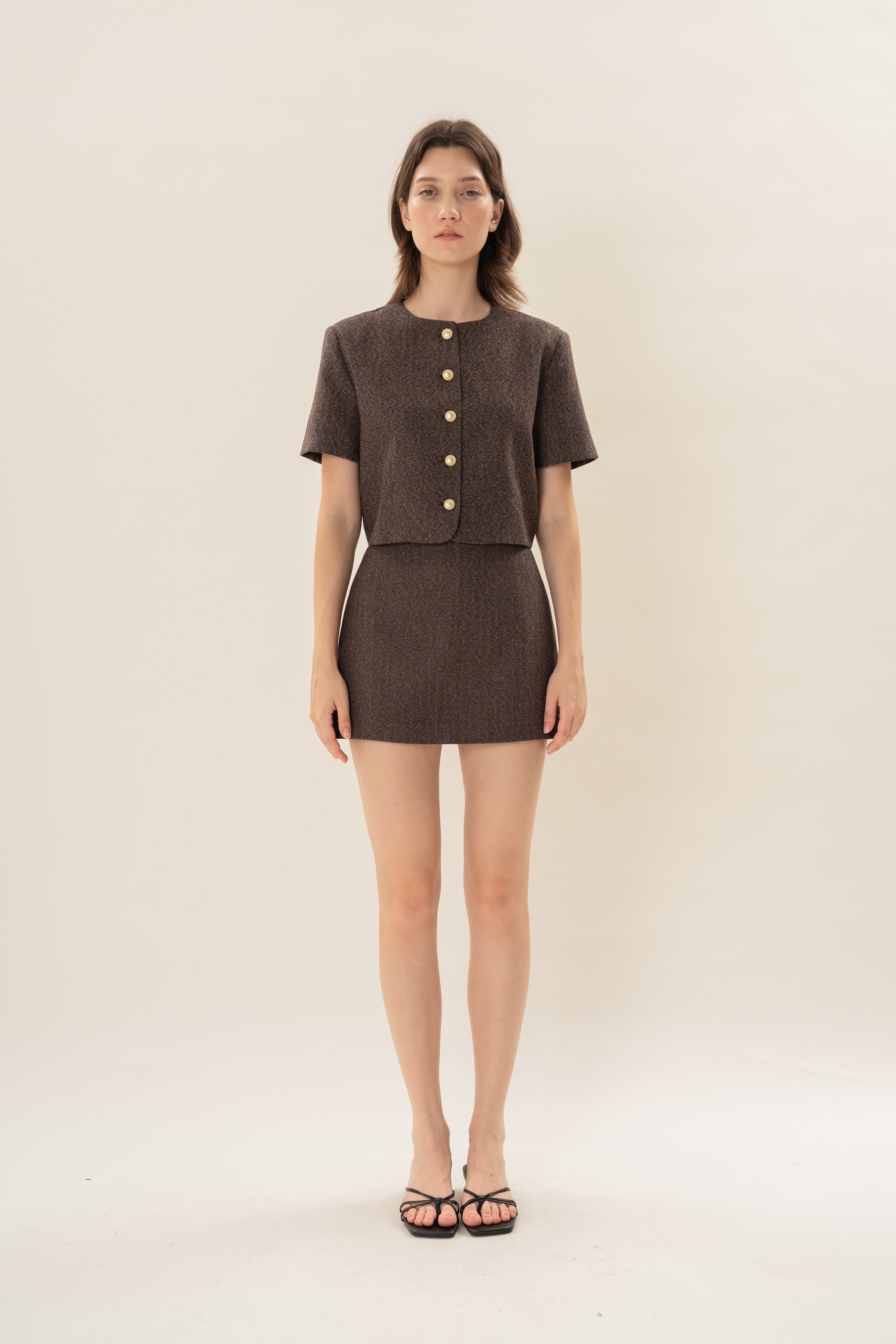 Textured Skort in Umber