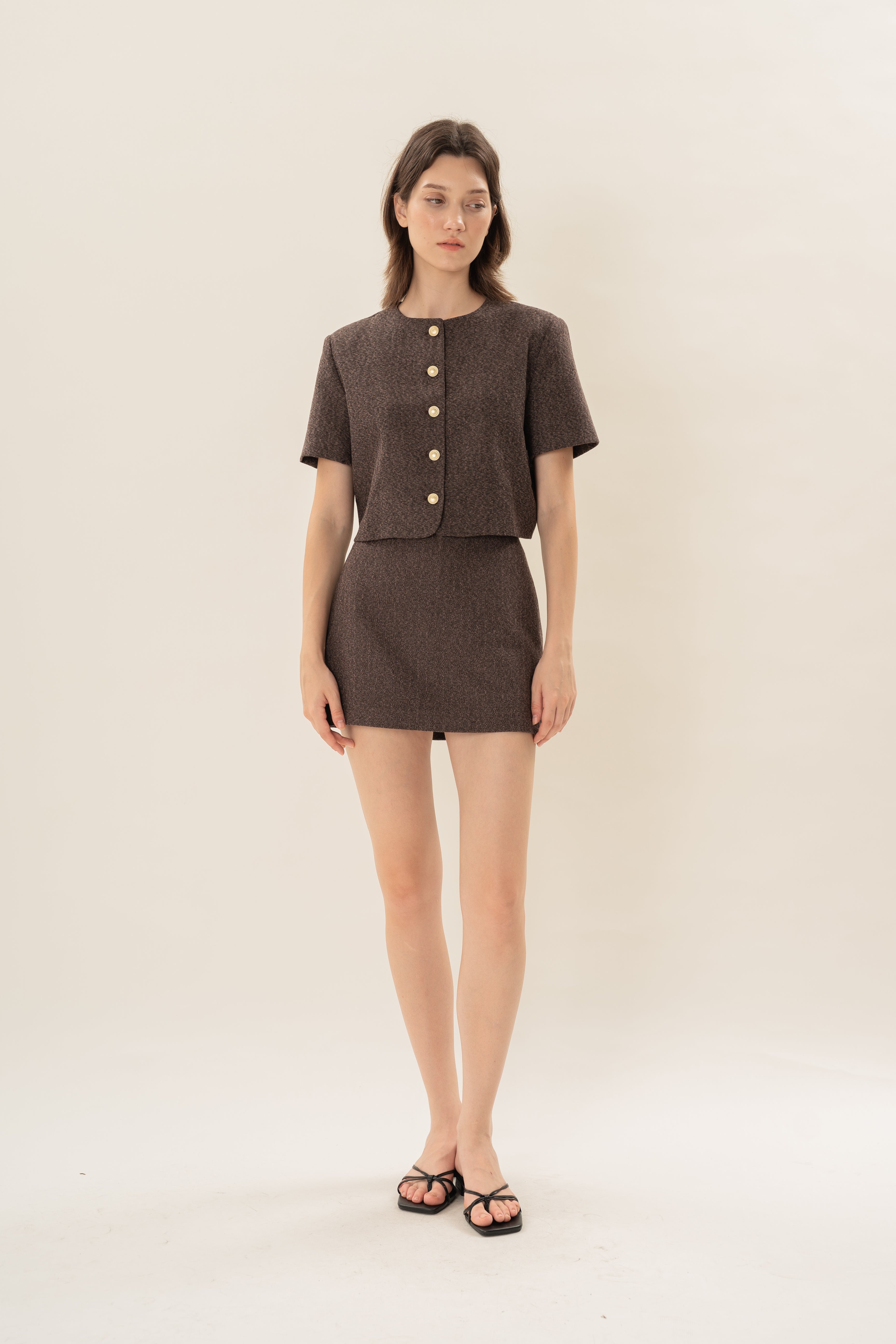 Textured Skort in Umber