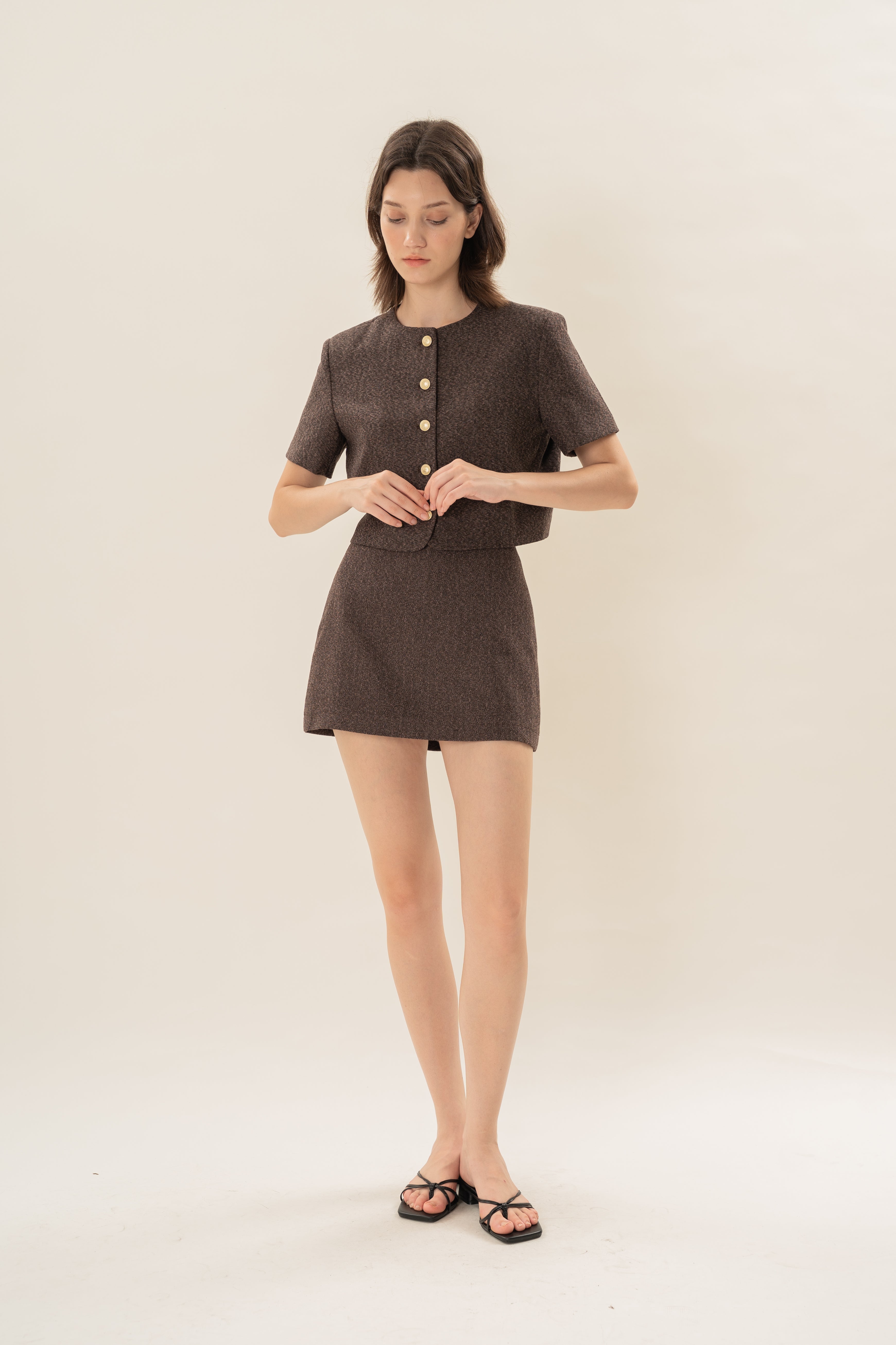 Textured Skort in Umber
