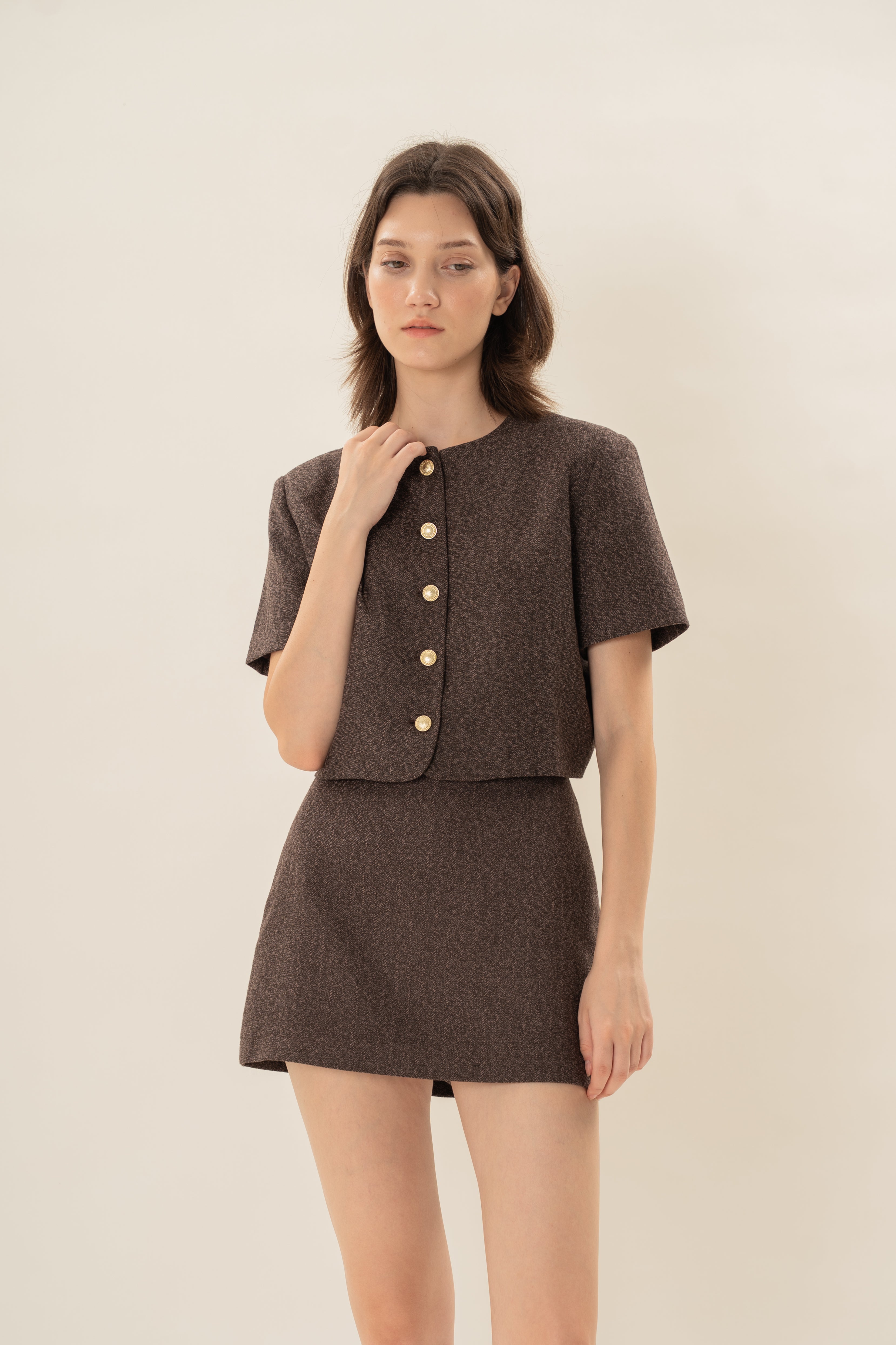 Textured Skort in Umber