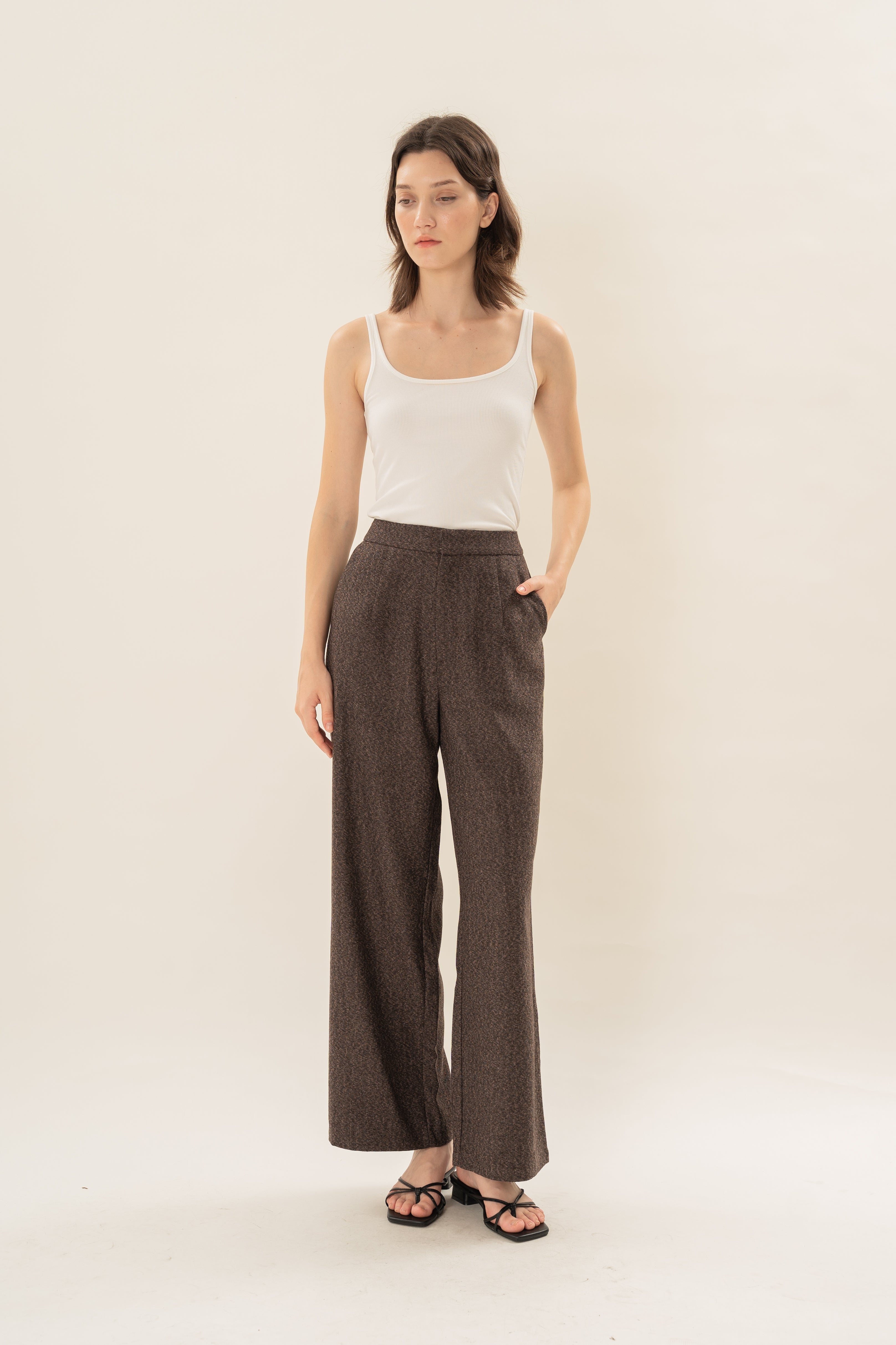 Textured Suiting Trousers in Umber