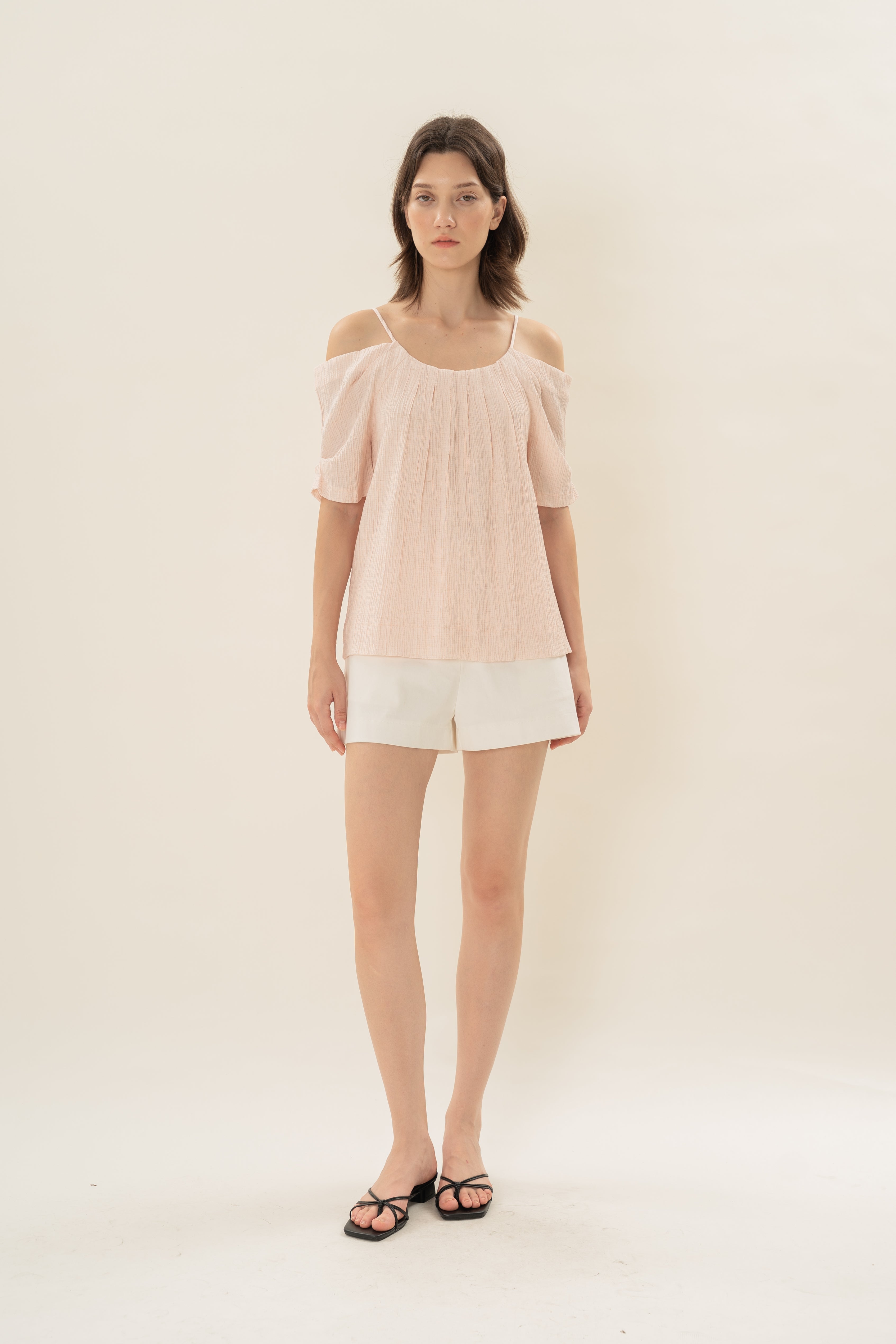 Textured Strap Swing Top in Pale Pink