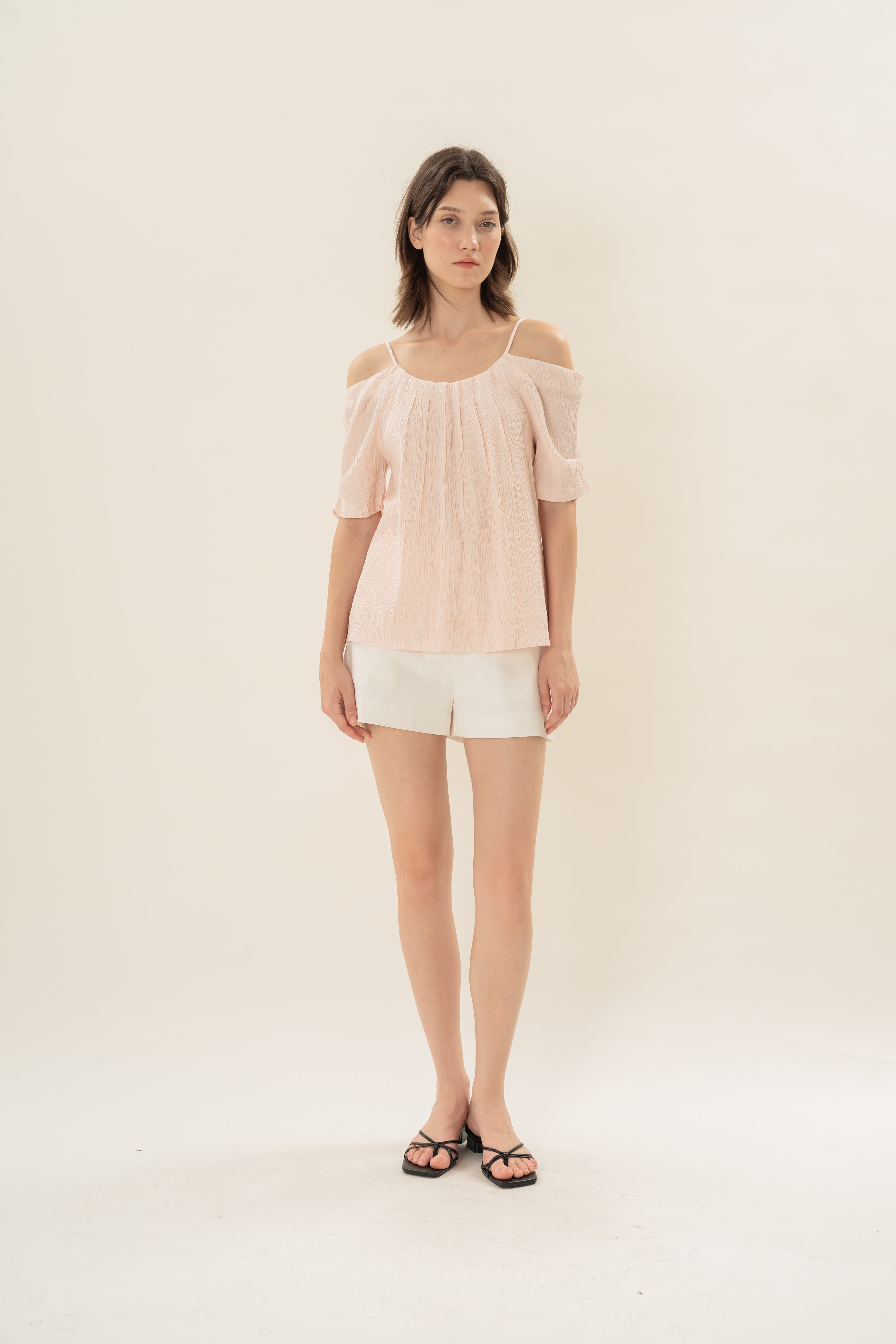 Textured Strap Swing Top in Pale Pink