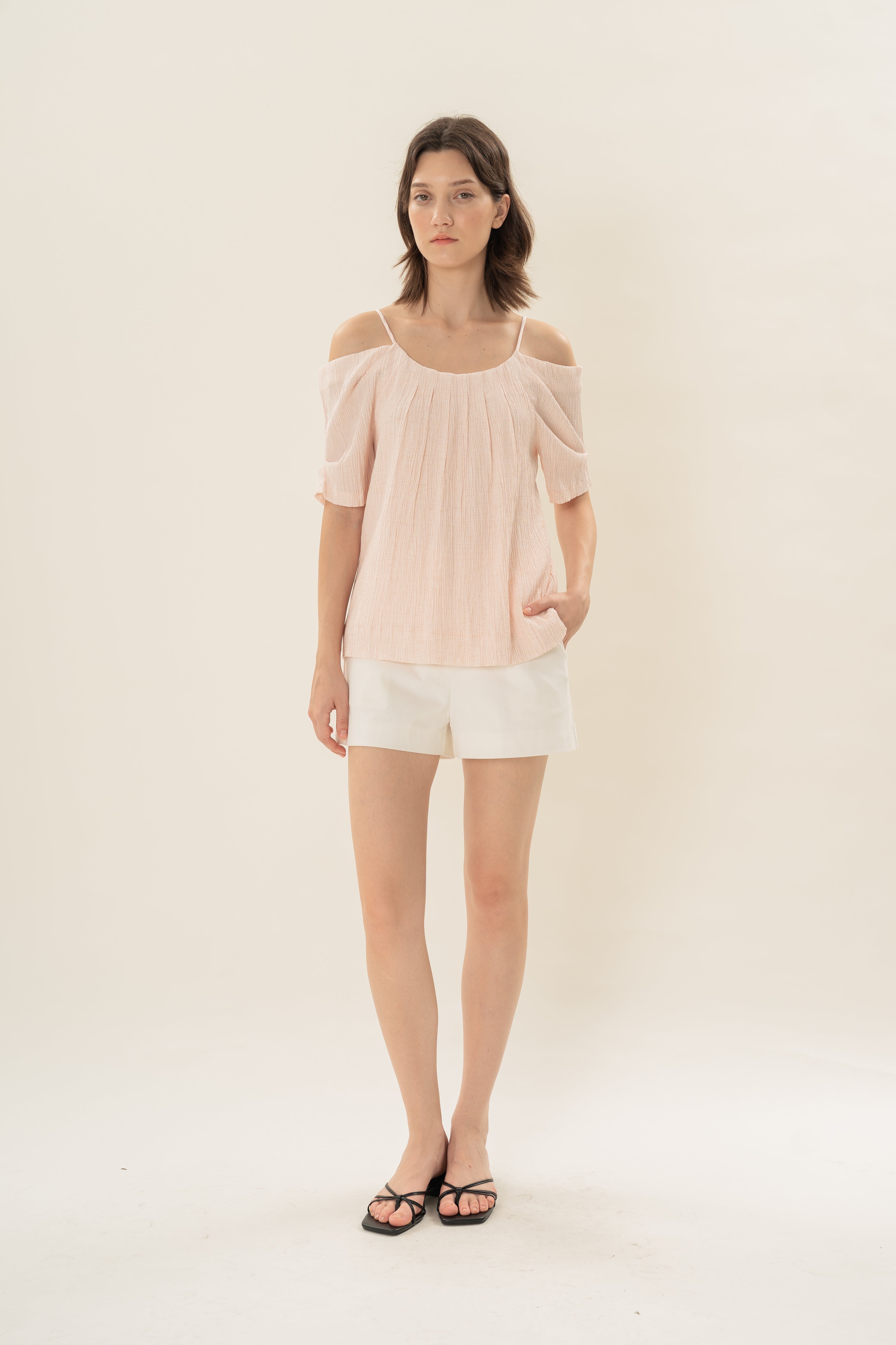 Textured Strap Swing Top in Pale Pink