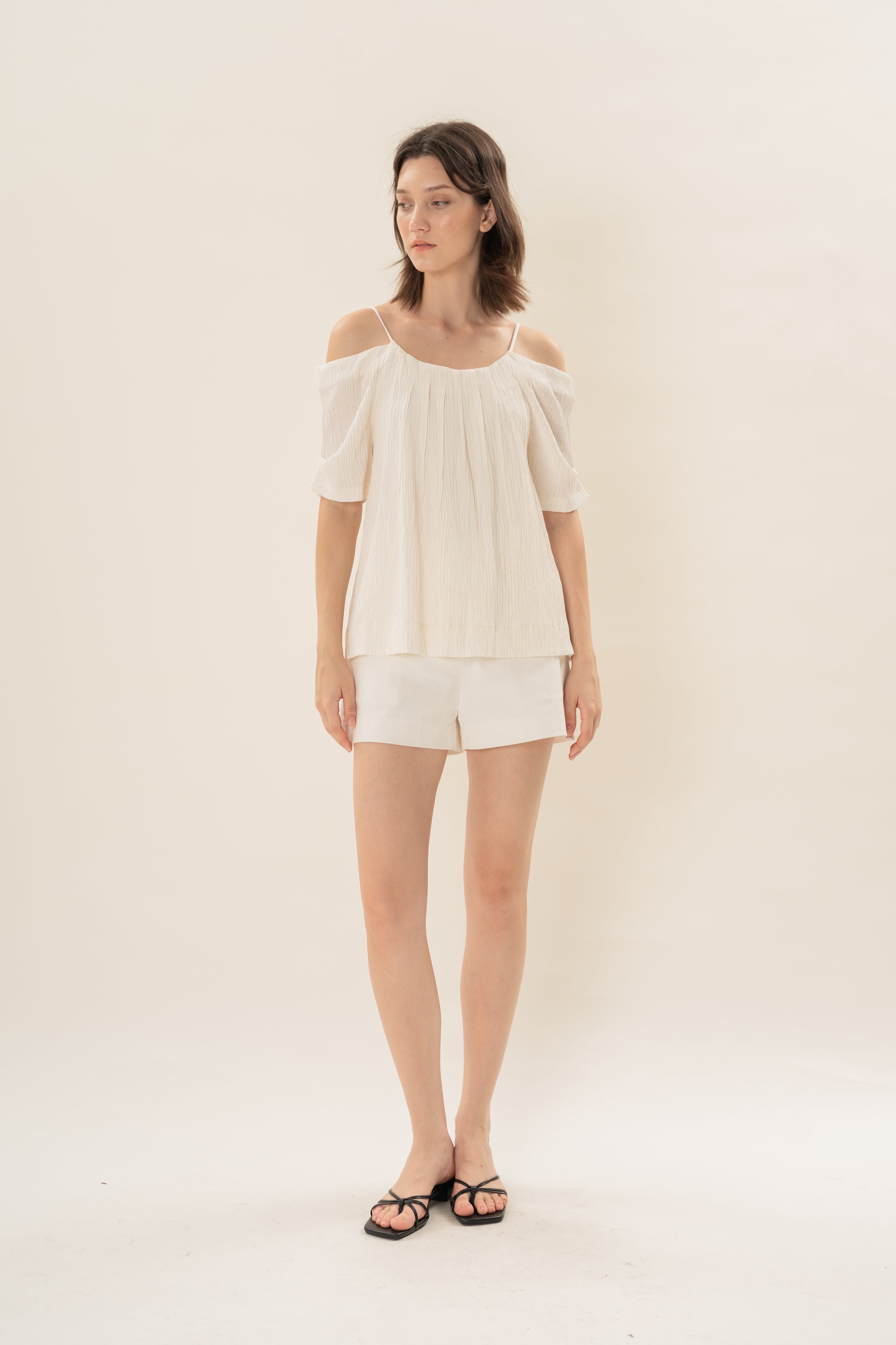 Textured Strap Swing Top in Natural