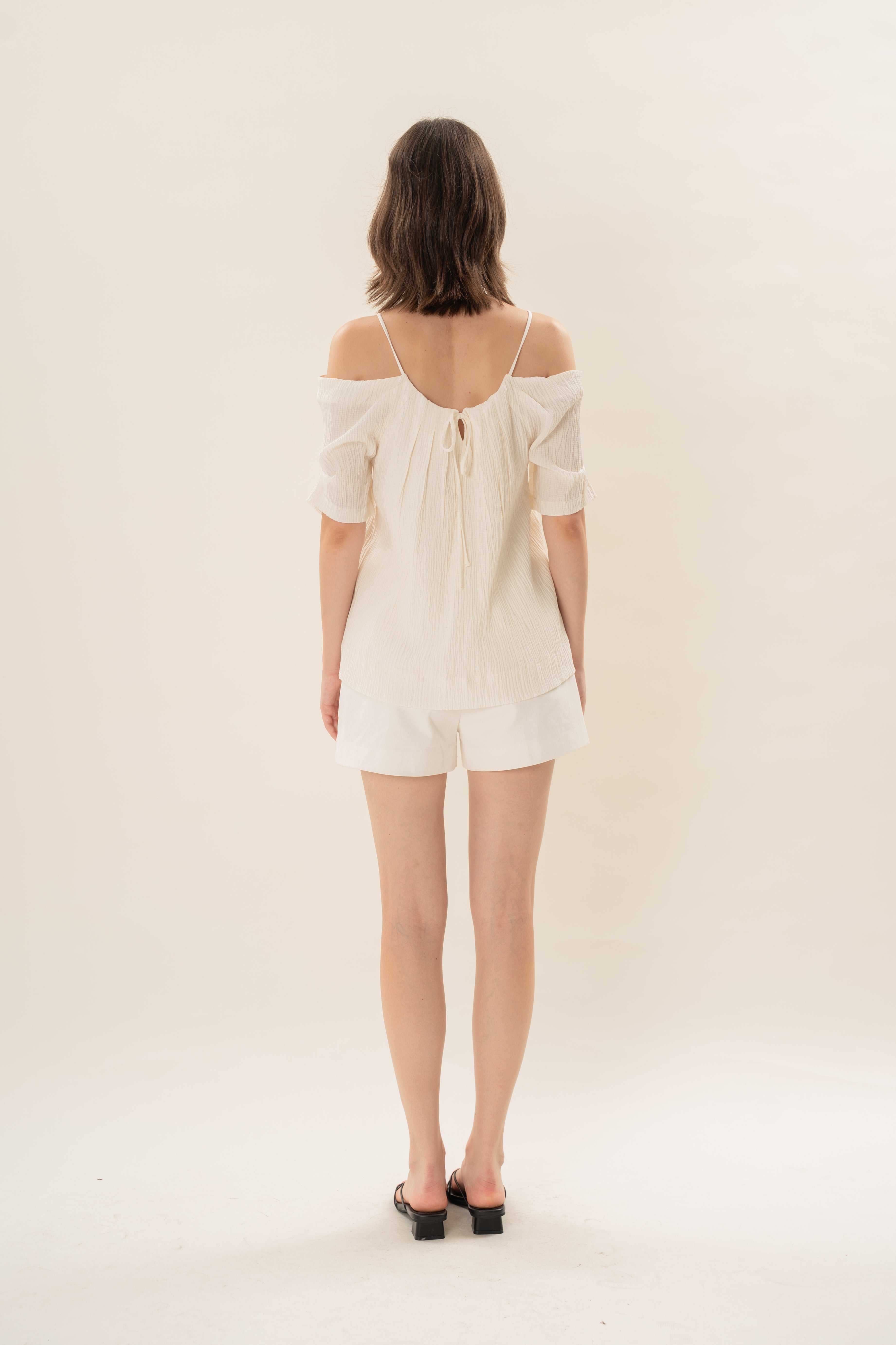 Textured Strap Swing Top in Natural