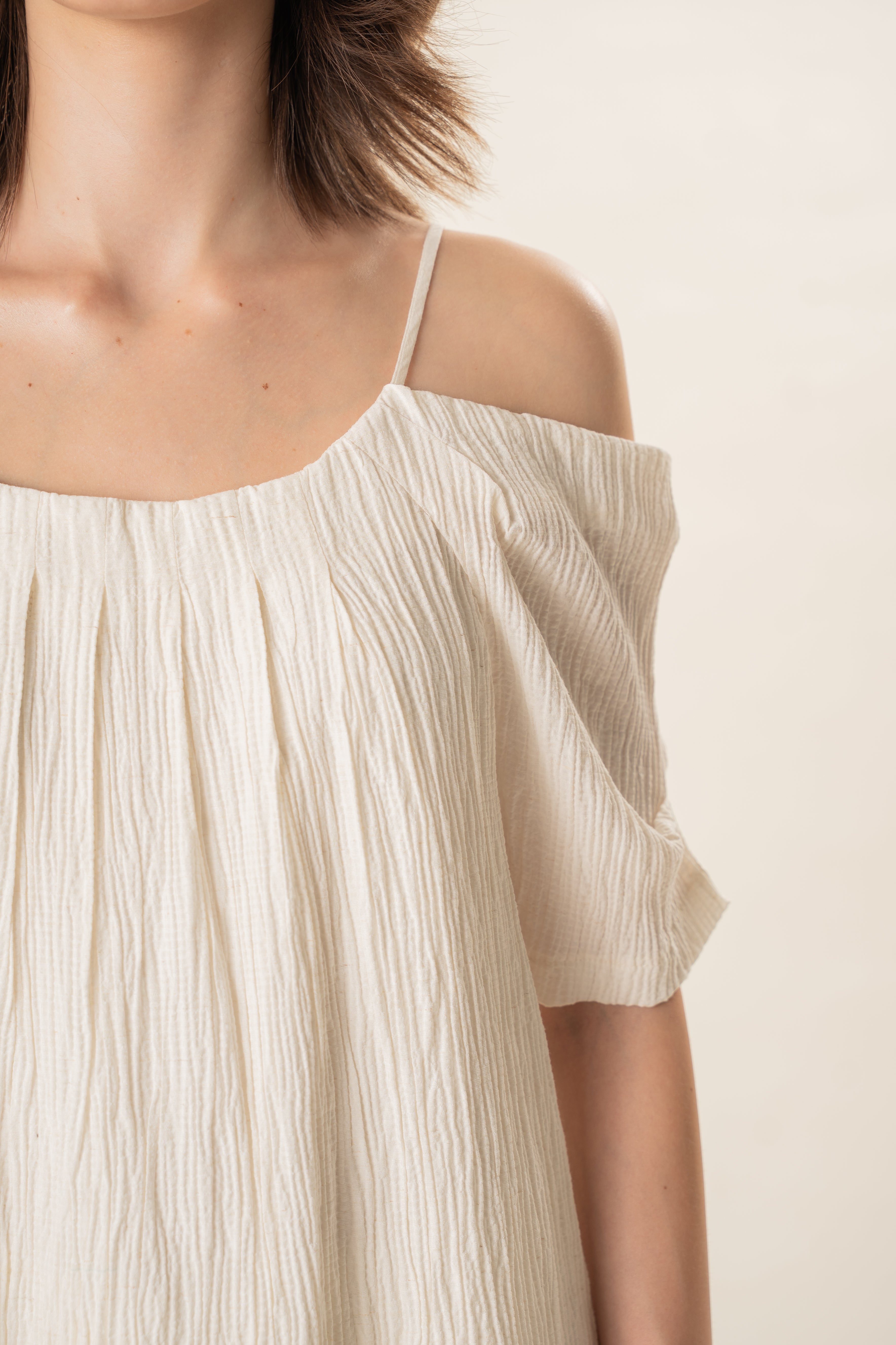 Textured Strap Swing Top in Natural