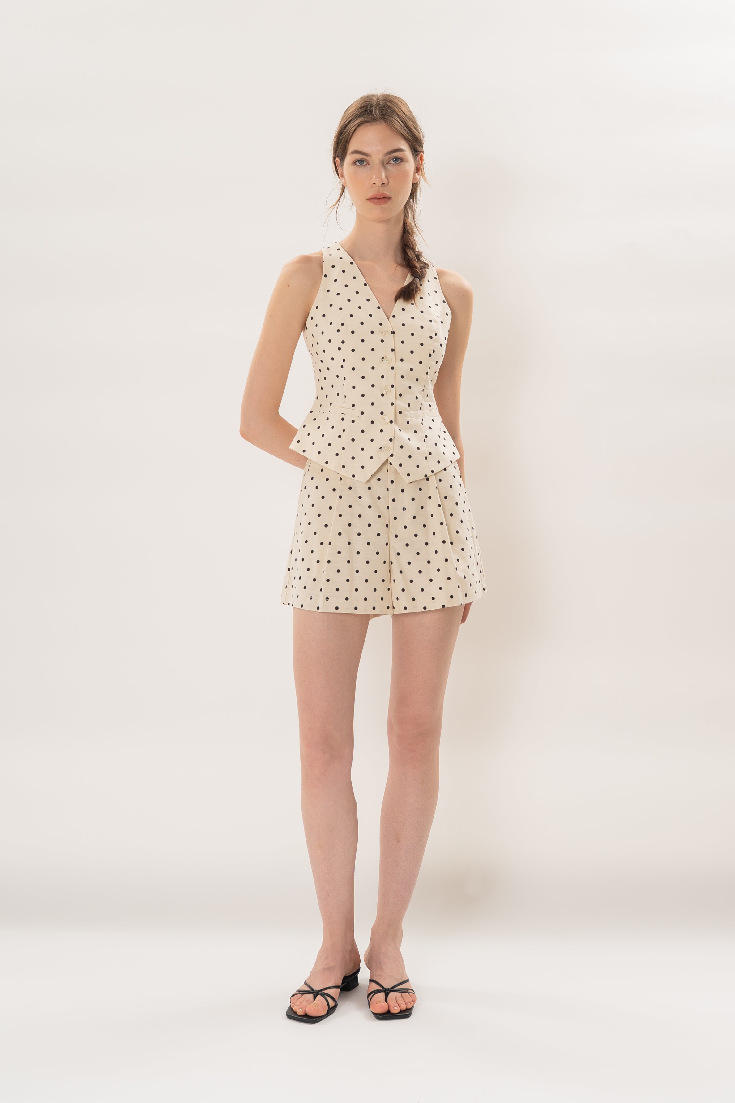 Halter Padded Waistcoat in Noir Dot