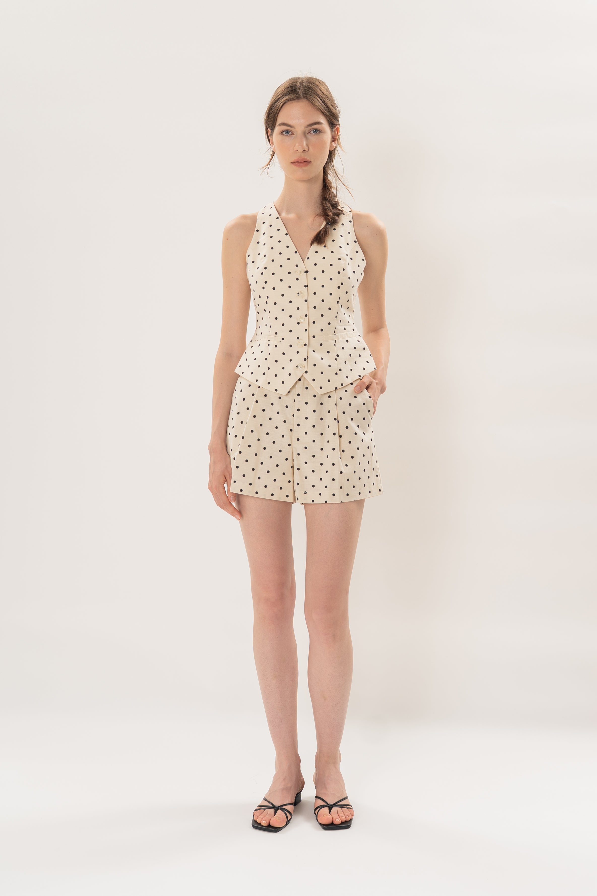 Halter Padded Waistcoat in Noir Dot
