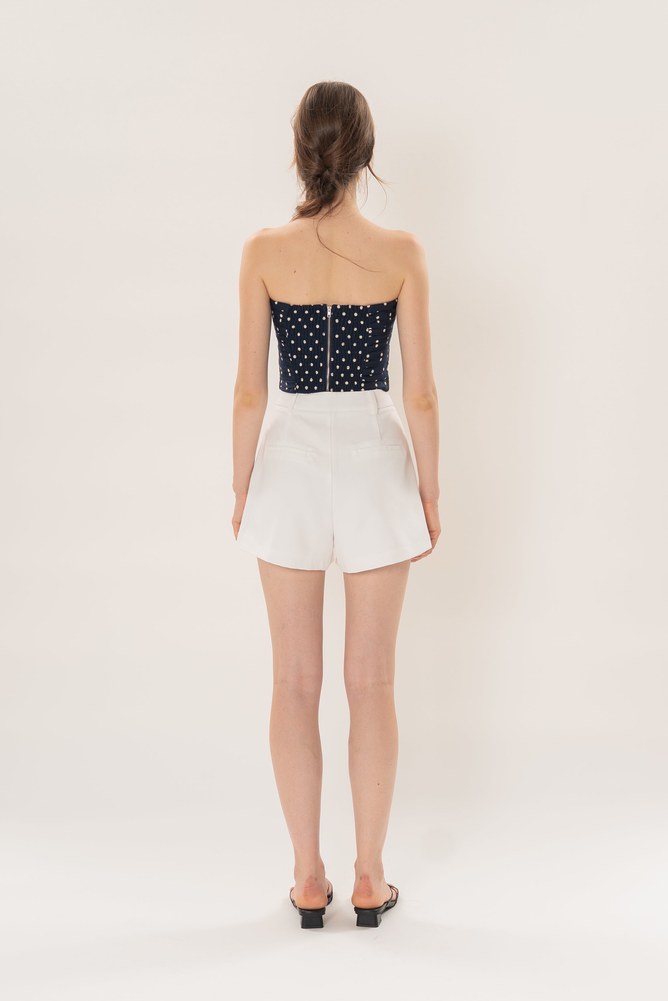 Volume Pleated Shorts in White